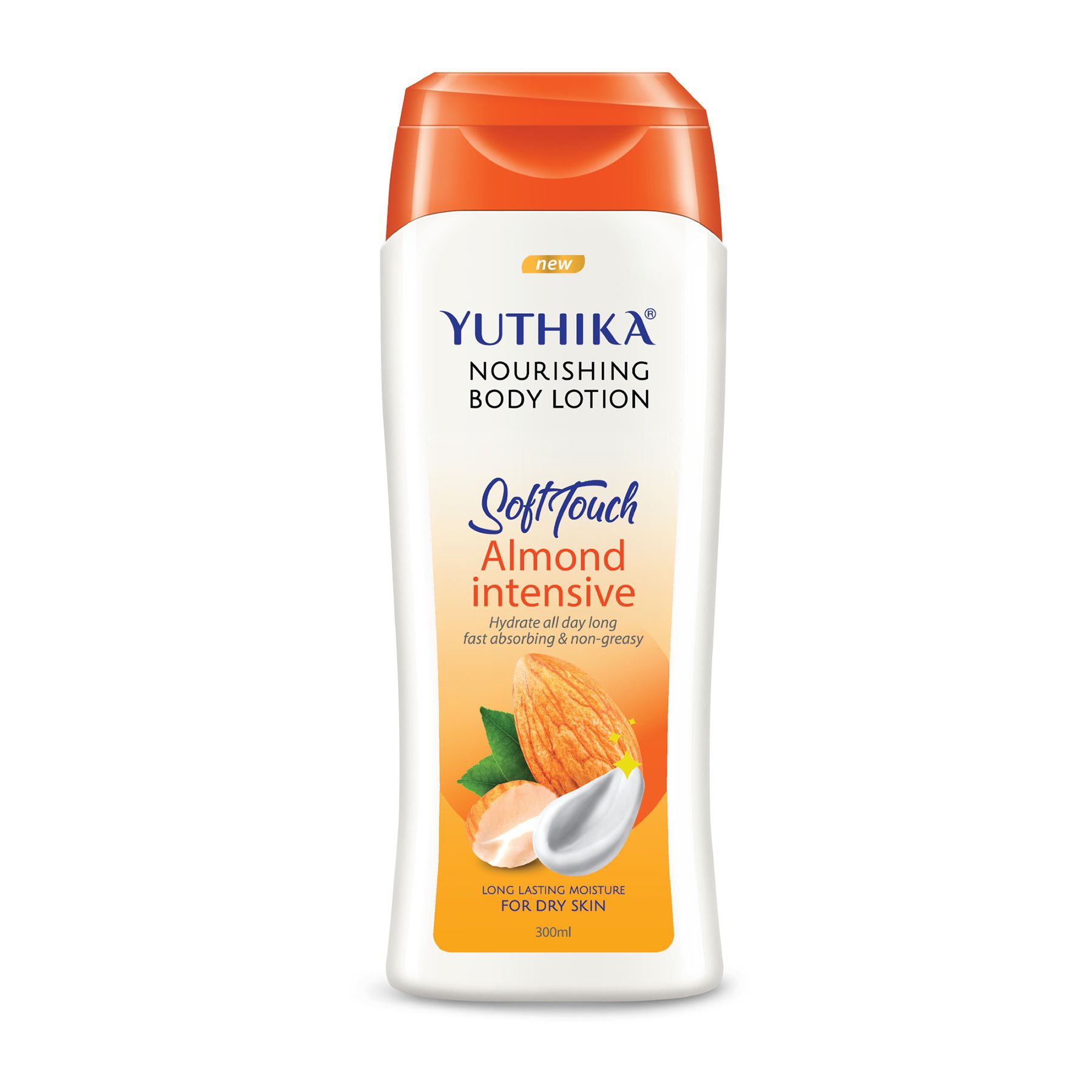 Yuthika Almond Soft Touch Body Lotion For Women & Men, Hydrating, Non-greasy Moisturizer For Soft, Smooth Skin, All Skin Types (300ML)