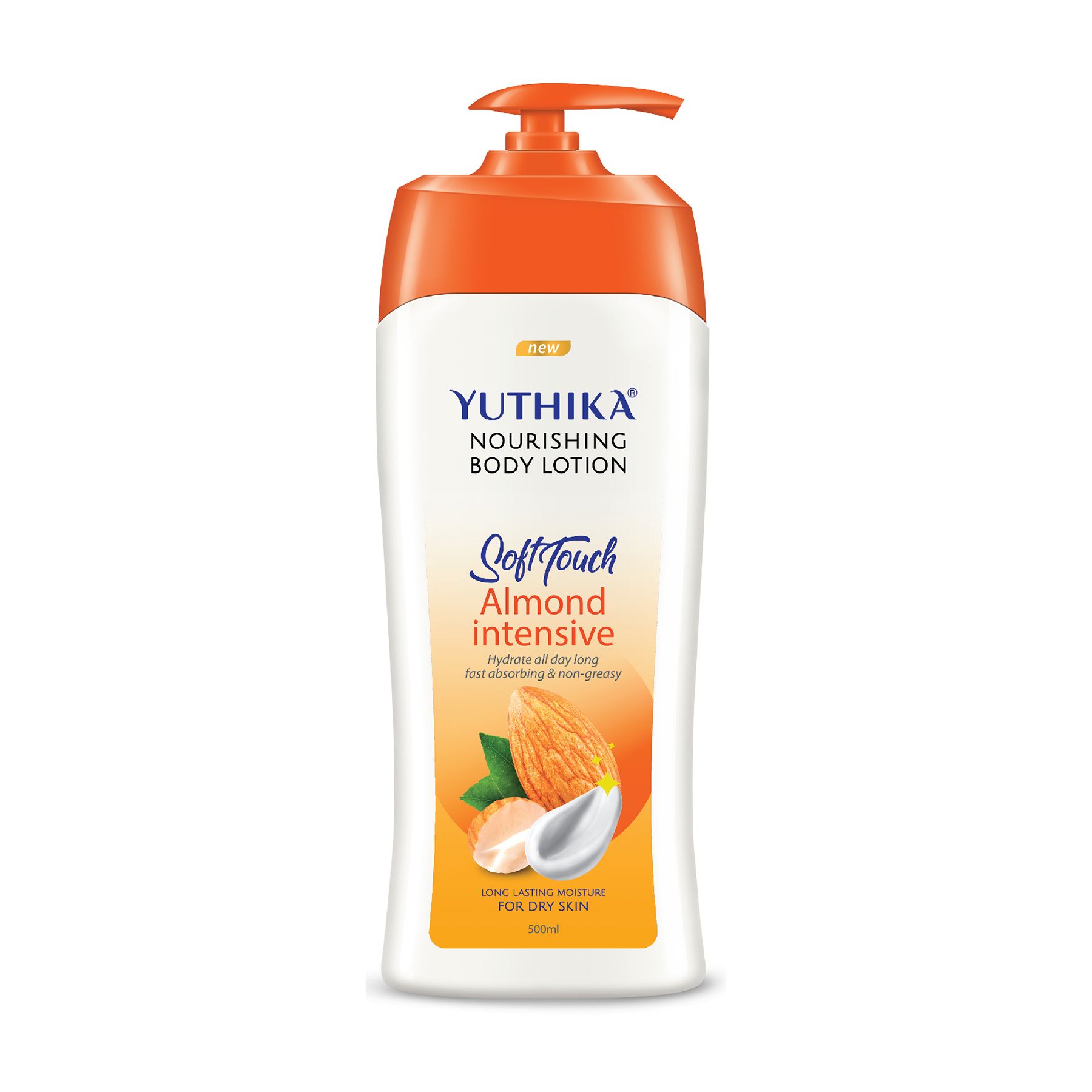 Yuthika Almond Soft Touch Body Lotion For Women & Men, Hydrating, Non-greasy Moisturizer For Soft, Smooth Skin, All Skin Types (500ML)