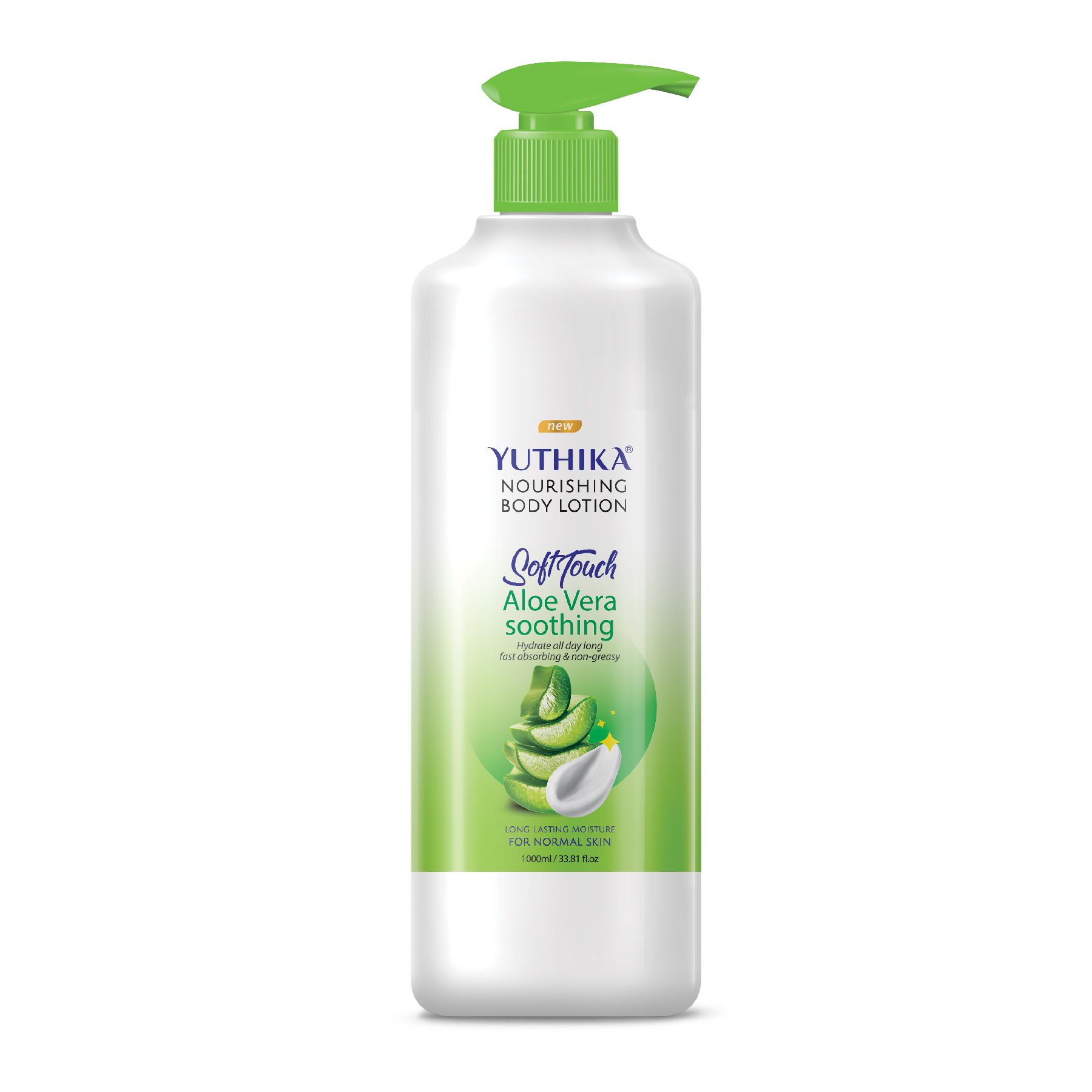 Yuthika Aloe Vera Soft Touch Body Lotion For Women & Men, Lightweight, Non-greasy Moisturizer For Soft, Smooth Skin, All Skin Types (1000ML)
