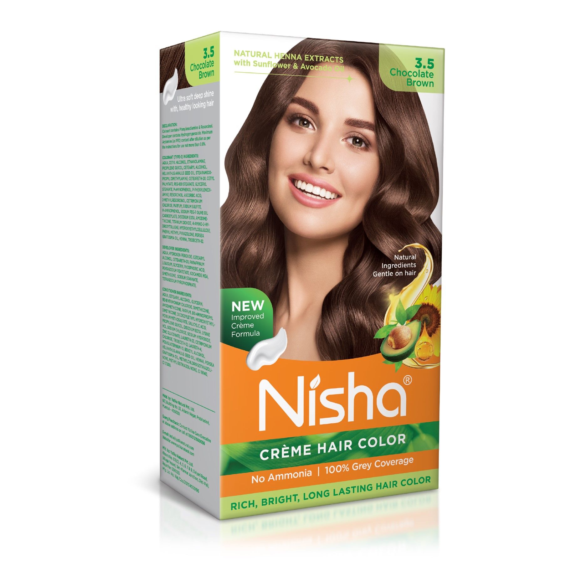 Nisha Creme Hair Color For Women - Chocolate Brown, 60G+60ML, Long-lasting, 100% Grey Coverage Permanent Hair Colour For Soft, Shiny, Healthy Hair