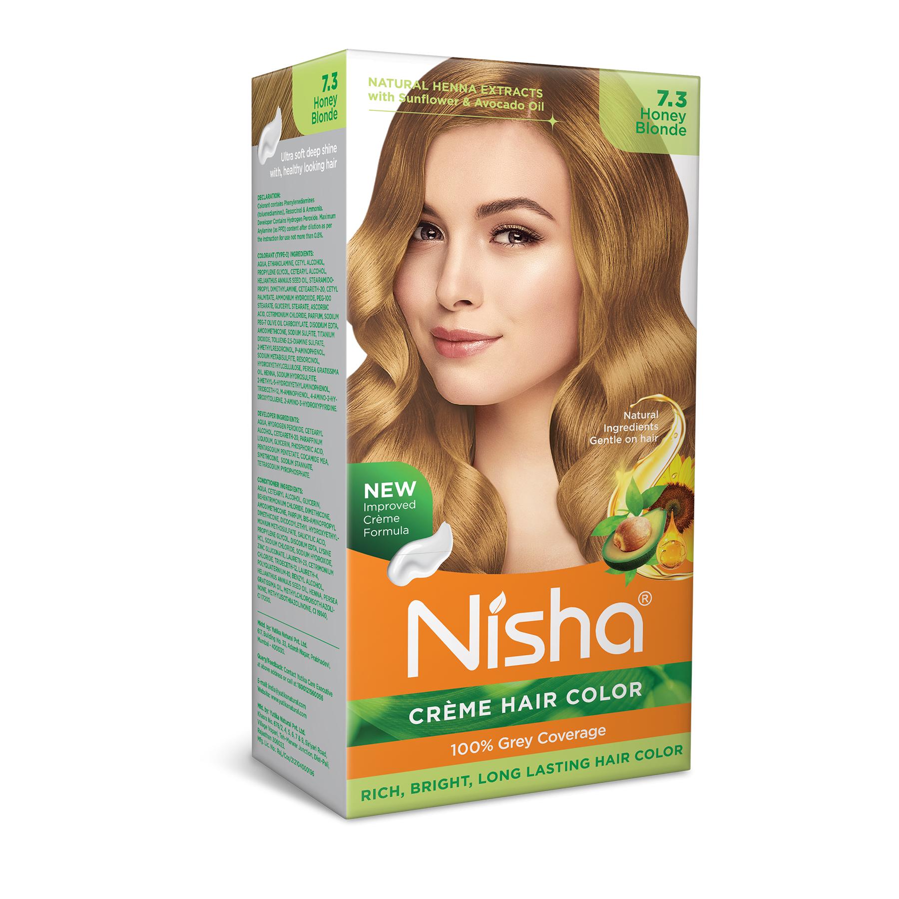 Nisha Creme Hair Color For Women - Honey Blonde, 60G+60ML, Long-lasting, 100% Grey Coverage Permanent Hair Colour For Soft, Shiny, Healthy Hair