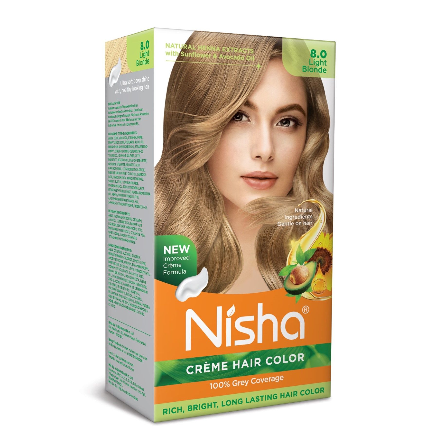 Nisha Creme Hair Color For Women - Light Blonde, 60G+60ML, Long-lasting, 100% Grey Coverage Permanent Hair Colour For Soft, Shiny, Healthy Hair
