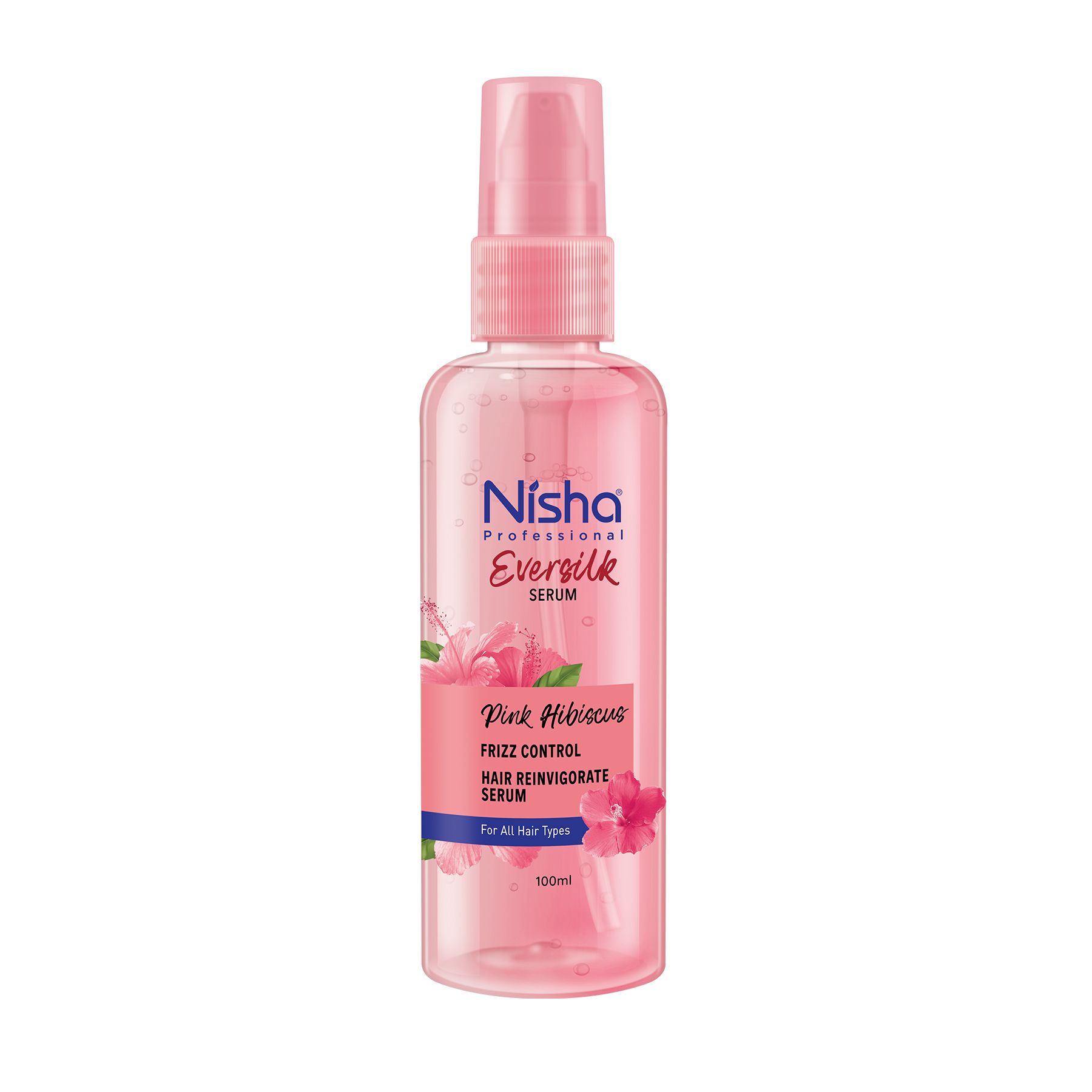 Nisha Hair Serum Eversilk Pink Hibiscus Serum 100ML - Hair Serum For Dry Frizzy Hair, Hair Serum For Women & Men, Serum For Hair Smoothing