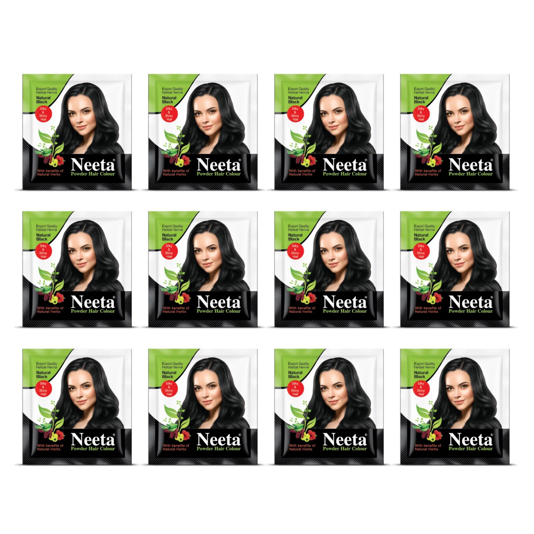 Neeta Hair Color Powder Natural Henna Based Hair Color With The Power Of Natural Herbs For Smooth & Silky Hair 5GM Natural Black