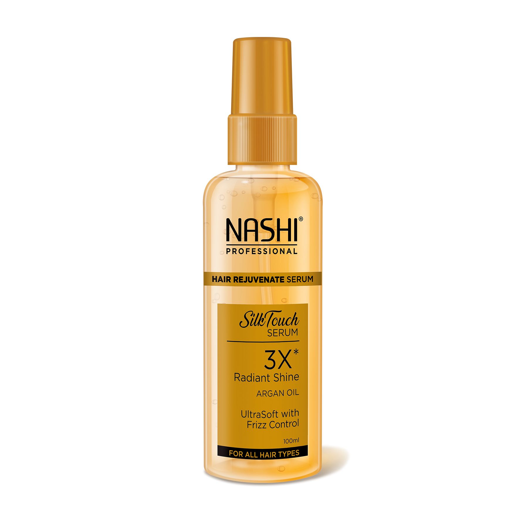 Nashi Eversilk Argan Oil Hair Serum For Women & Men, Strengthens Hair, Reduces Breakage, Adds Shine, Hydrates Scalp & Controls Frizz (100ML)
