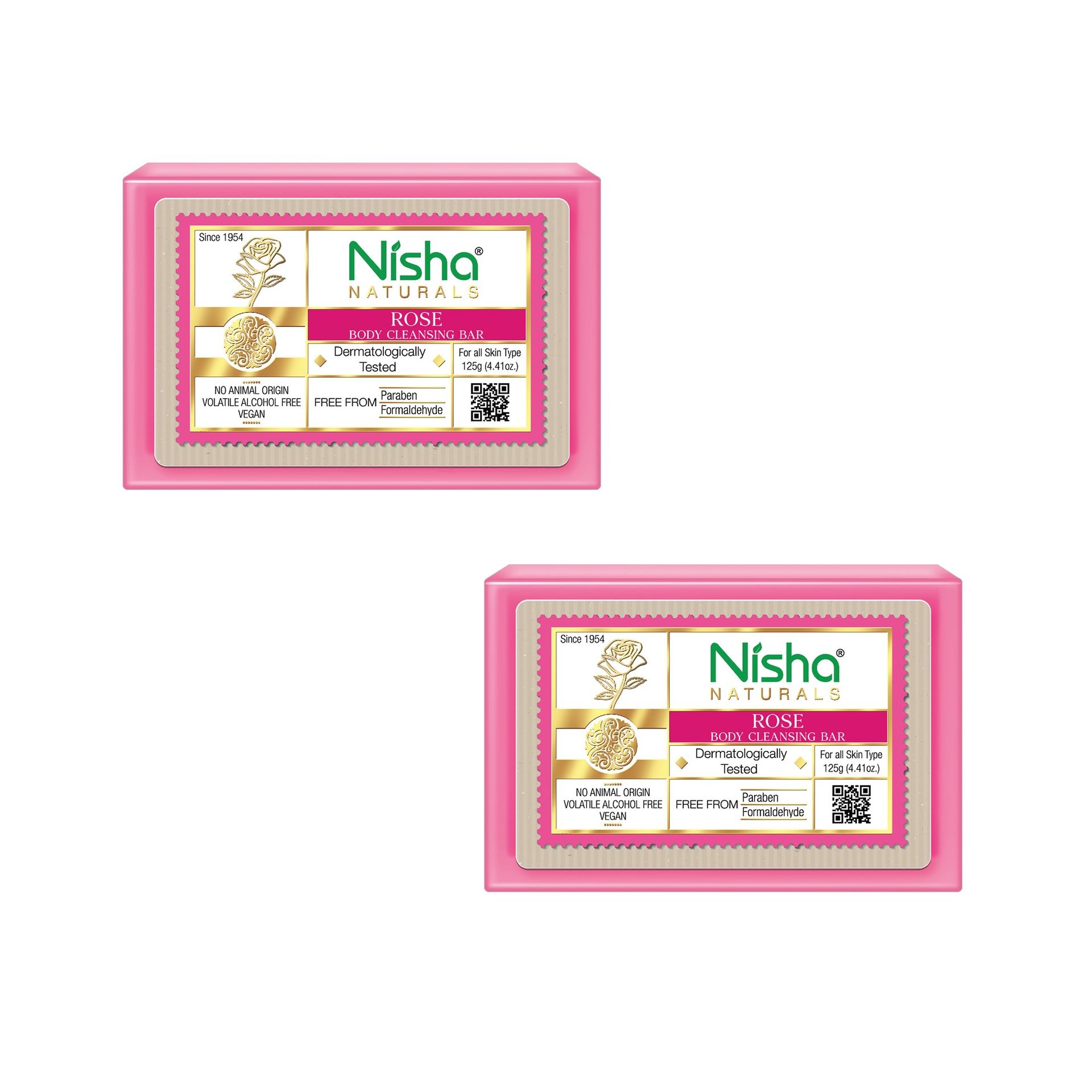 Nisha Rose Body Cleansing Soap Bar 125G – Paraben Free, Vegan, Gentle Cleanse For Soft & Supple Skin, Suitable For All Skin Types, Men & Women
