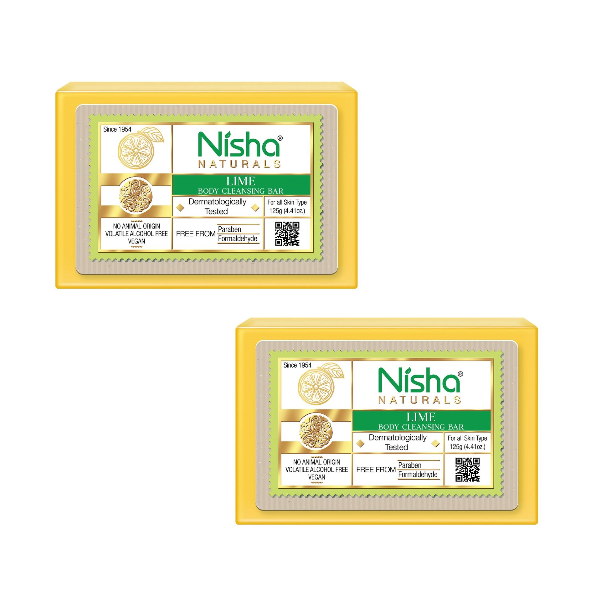 Nisha Lime Body Cleansing Soap Bar 125G – Paraben Free, Vegan, Gentle Cleanse For Soft & Supple Skin, Suitable For All Skin Types, Men & Women