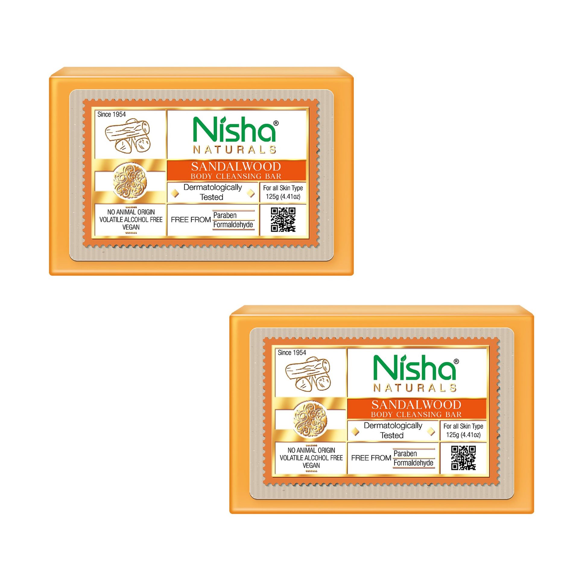 Nisha Sandalwood Body Cleansing Soap Bar 125G – Paraben Free, Vegan, Gentle Cleanse For Soft & Supple Skin, Suitable For All Skin Types, Men & Women