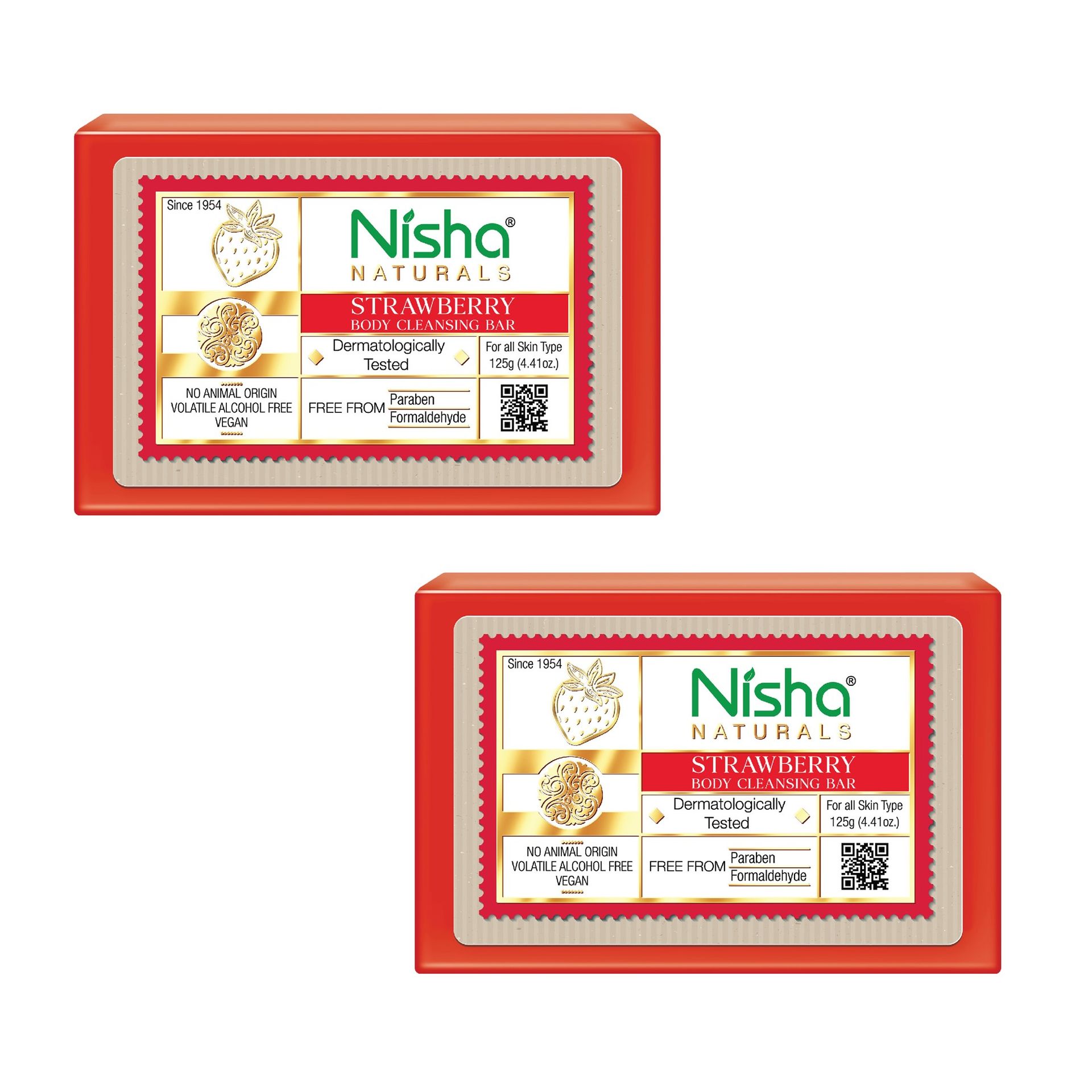 Nisha Strawberry Body Cleansing Soap Bar 125G – Paraben Free, Vegan, Gentle Cleanse For Soft & Supple Skin, Suitable For All Skin Types, Men & Women