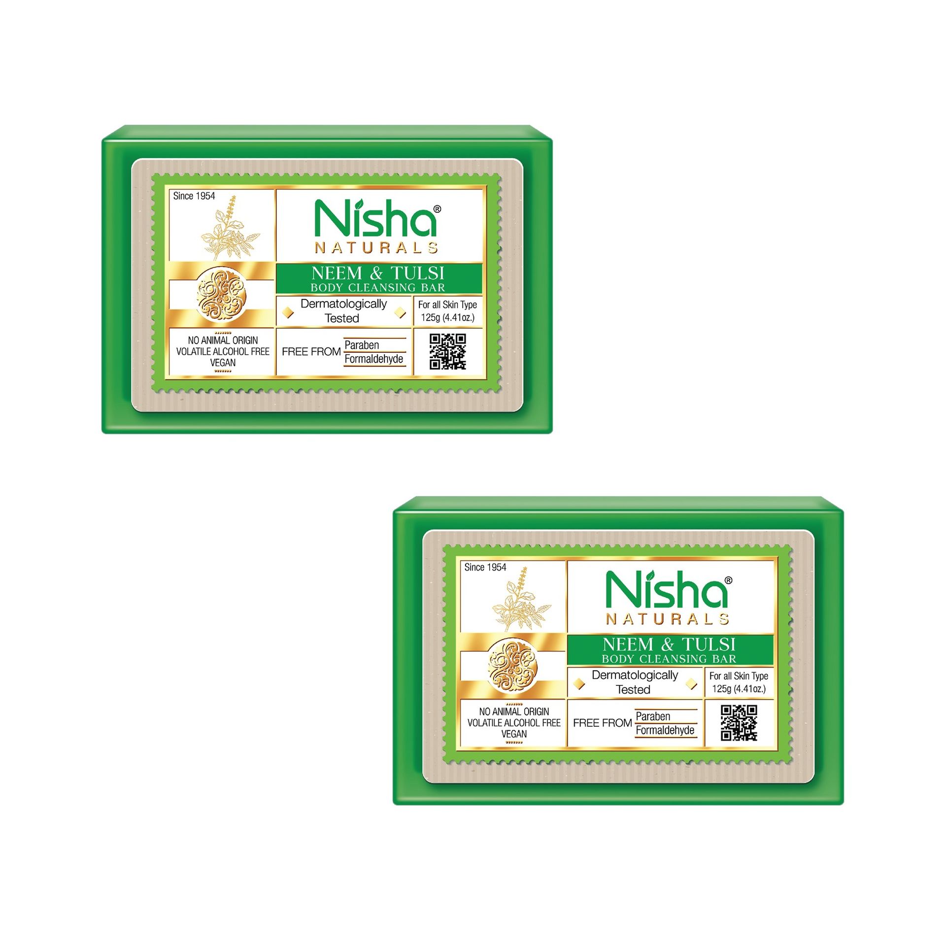 Nisha Neem & Tulsi Body Cleansing Soap Bar 125G – Paraben Free, Vegan, Gentle Cleanse For Soft & Supple Skin, Suitable For All Skin Types, Men & Women