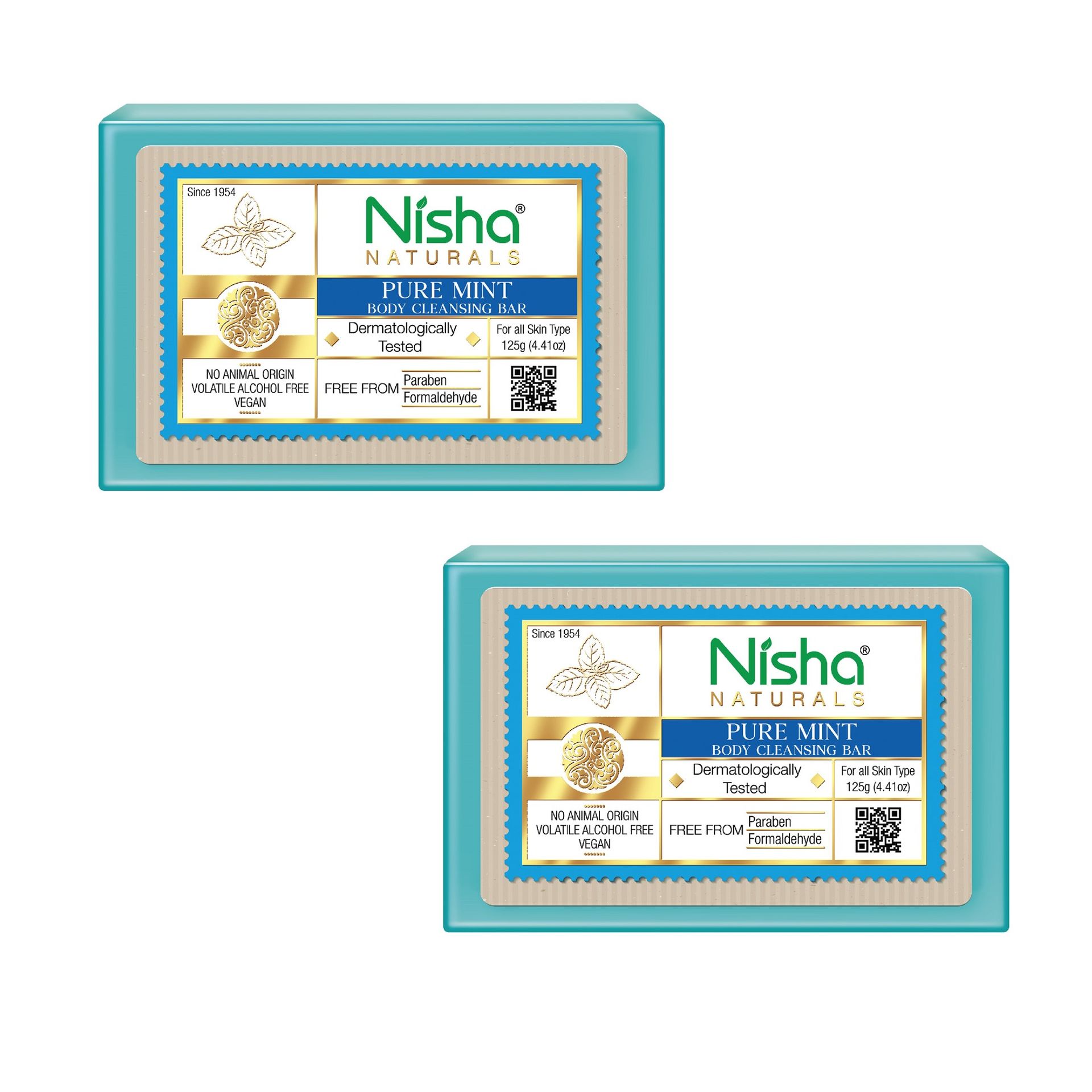 Nisha Mint Body Cleansing Soap Bar 125G – Paraben Free, Vegan, Gentle Cleanse For Soft & Supple Skin, Suitable For All Skin Types, Men & Women