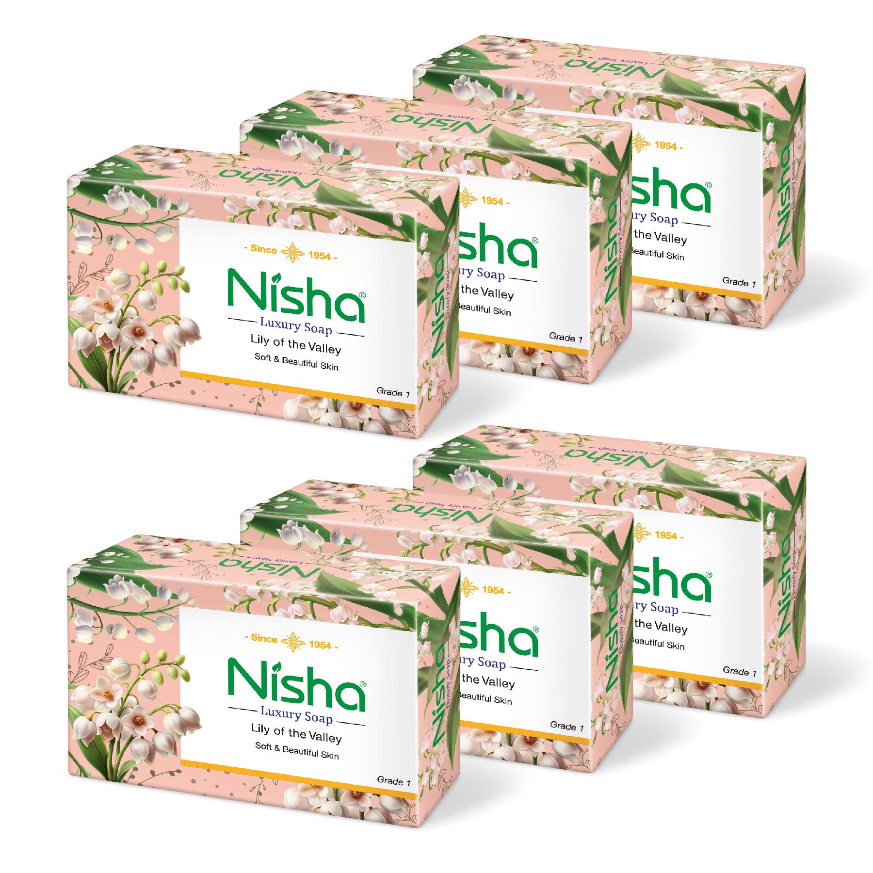 Nisha Luxury Soap Bar Lily Of The Valley For Soft & Beautiful Skin White Pack Of 6