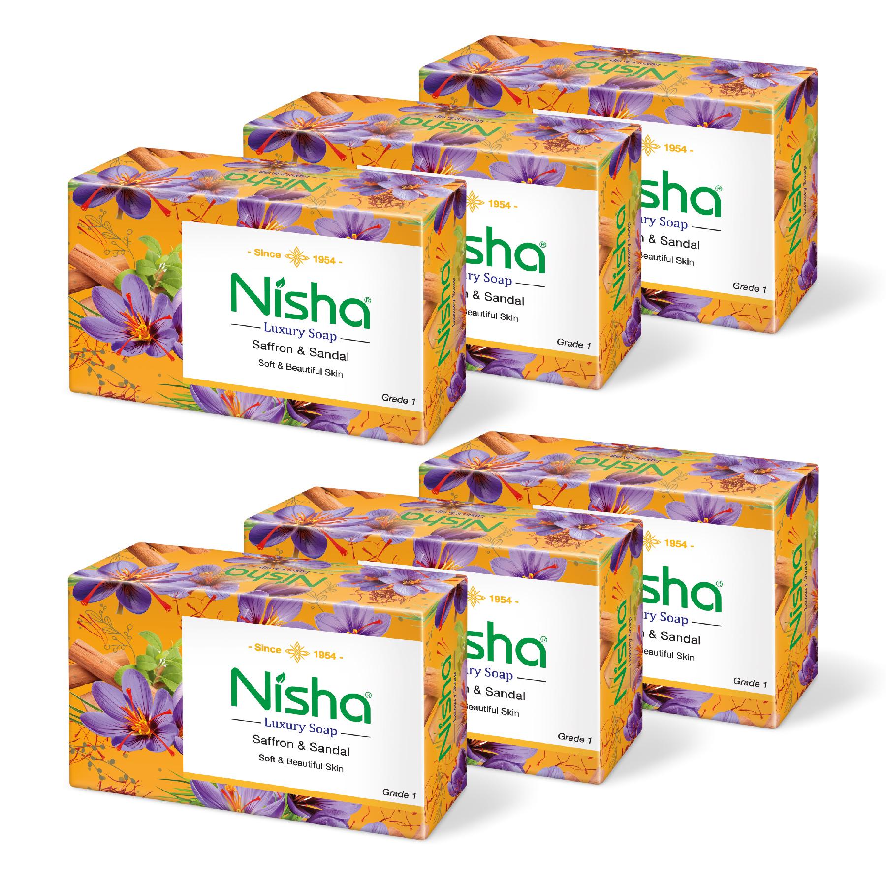 Nisha Luxury Soap Bar Saffron & Chandan 100G Pack Of 6