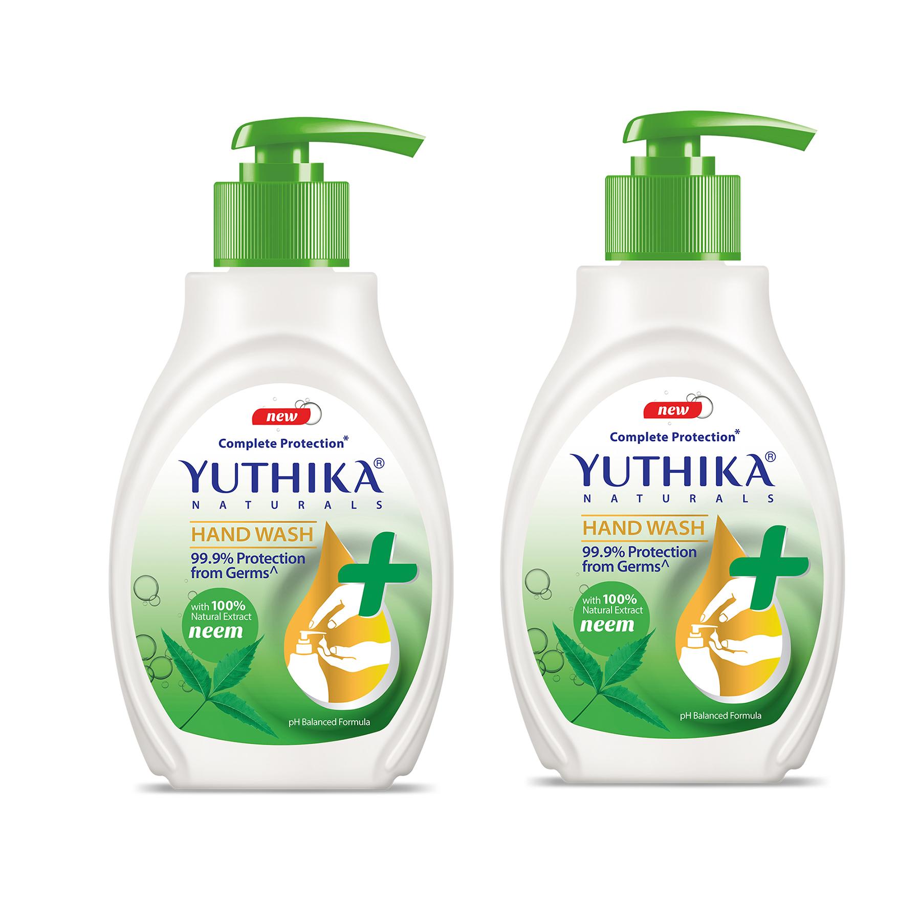Yutika Naturals Complete Protection Hand Wash With 100% Natural Extracts For Hand Hygiene & Germ Protection With Ph Balanced Formula Bottle Pack Of 2, 200ML Neem