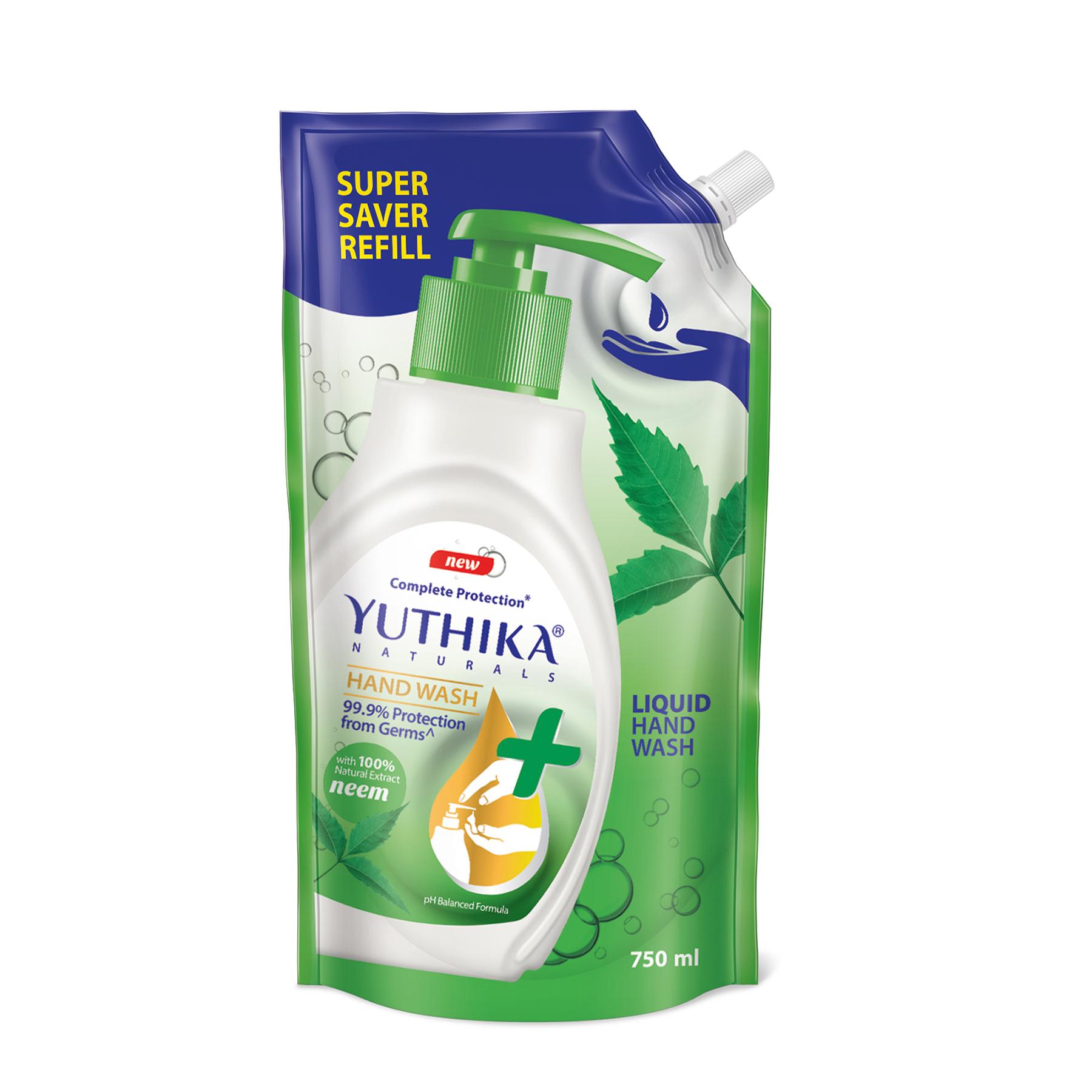 Yuthika Germ Protection Neem Hand Wash Liquid Refill 750ML | Antibactirial Handwash With Ph Balanced Formula