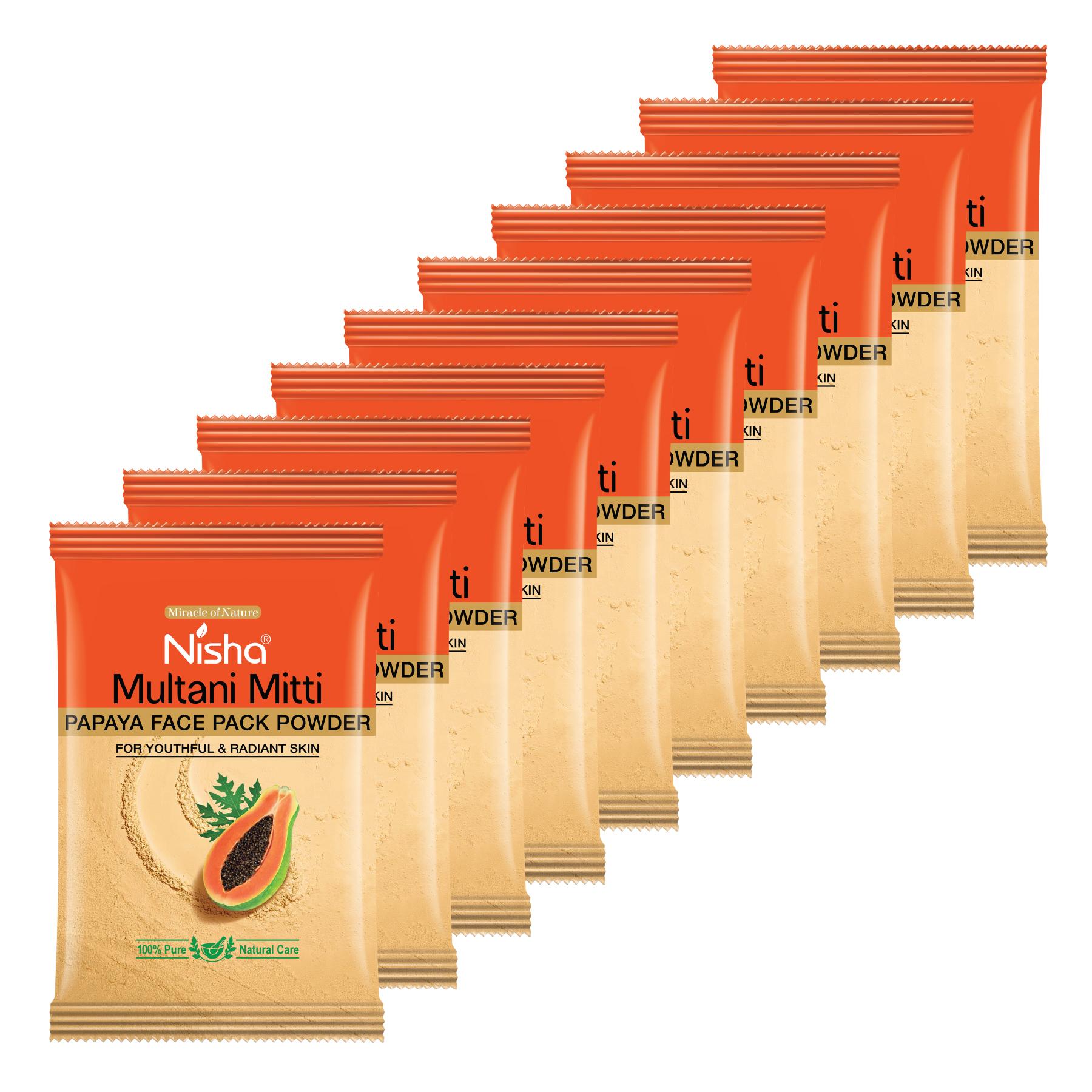 Multani Mitti Powder For Face Pack Pouch Pack Of 10 | Natural Oil Control, Acne & Tan Removal