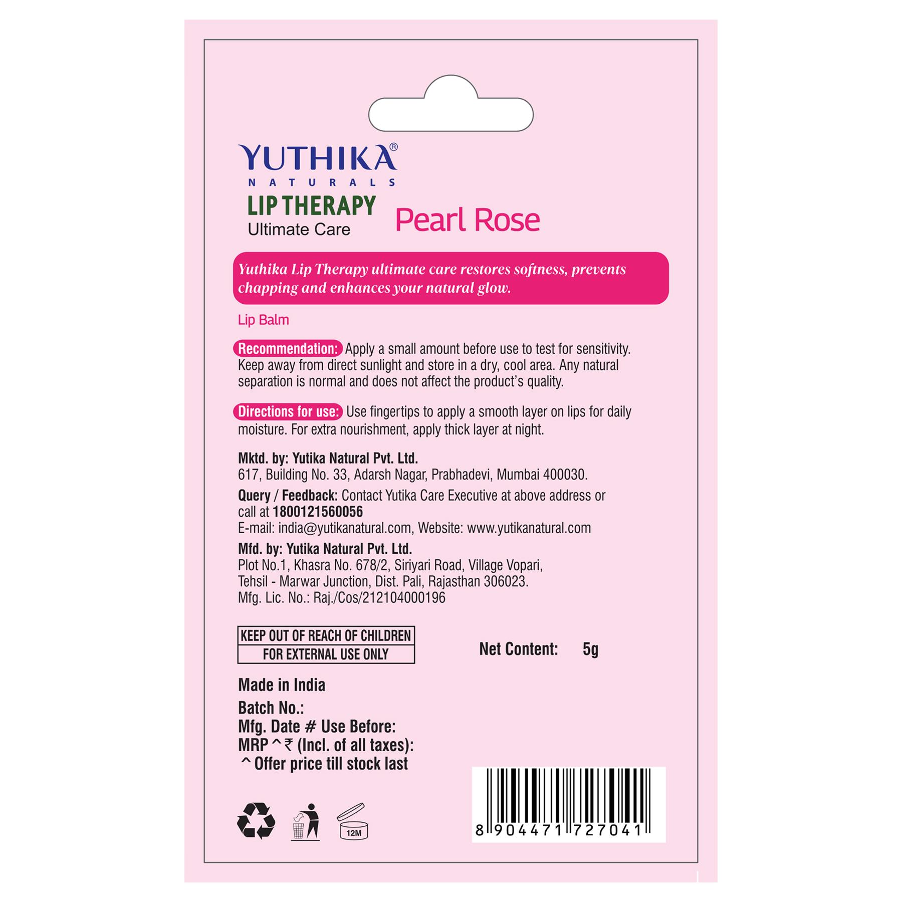 Yuthika Moisturizing Lip Balm – Pearl Rose 5G | Repairs Dry, Damaged Lips With Natural Oils | Hydrated & Smooth Lips | Jar Pack image 2