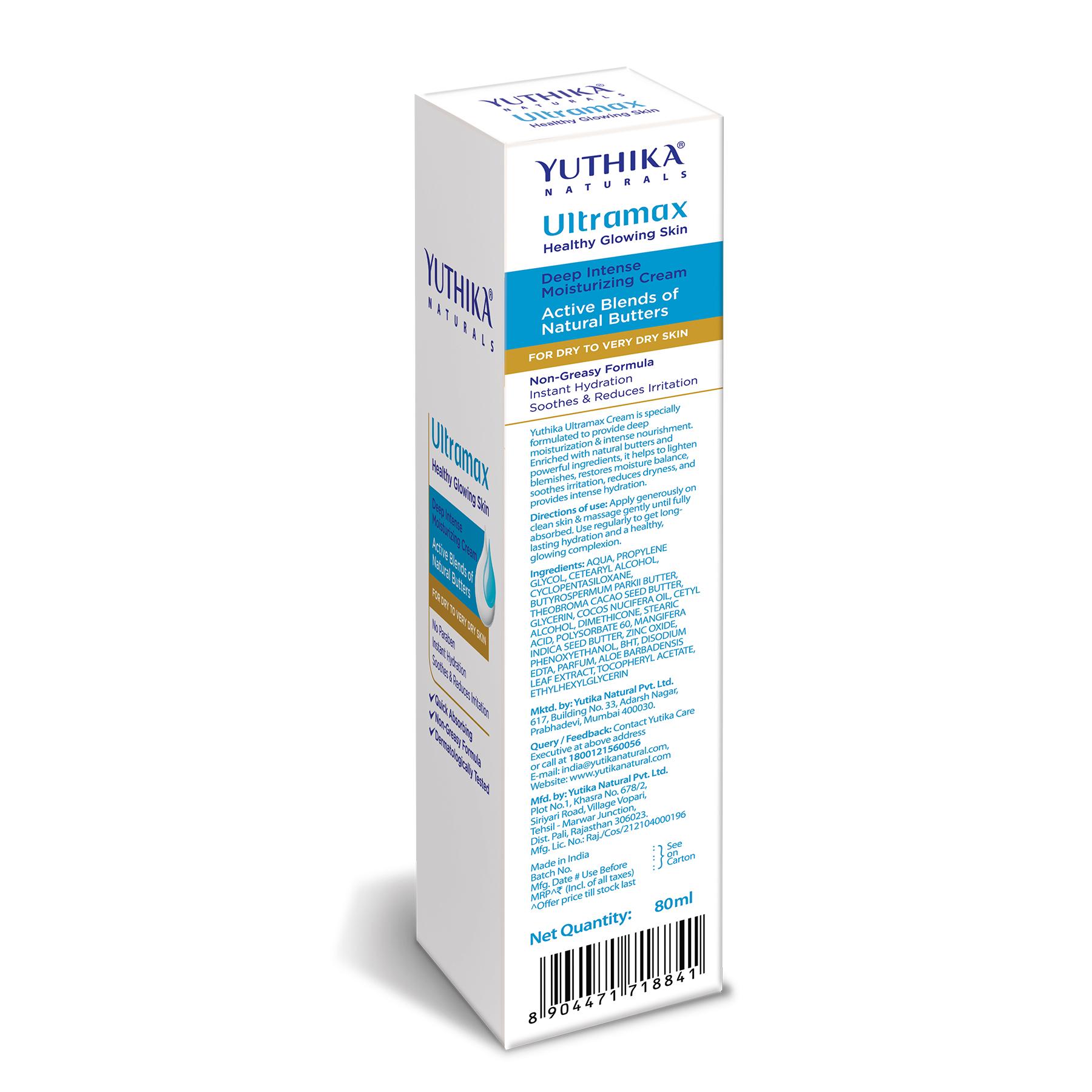 Yuthika Ultramax Deep Intense Moisturizing Cream For Dry To Very Dry Skin Face Moisturizer For Men & Women Deep Hydration & Softness Non-greasy Dermatologically Tested (80ML) image 2