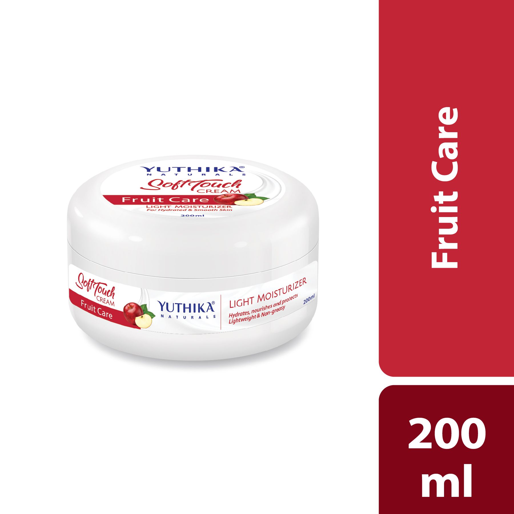 Yuthika Fruit Care Light Moisturizer Cream 200ML | Non Sticky, Instant Hydration, Deep Nourishment | For Face, Hand & Body | All Skin Types image 2