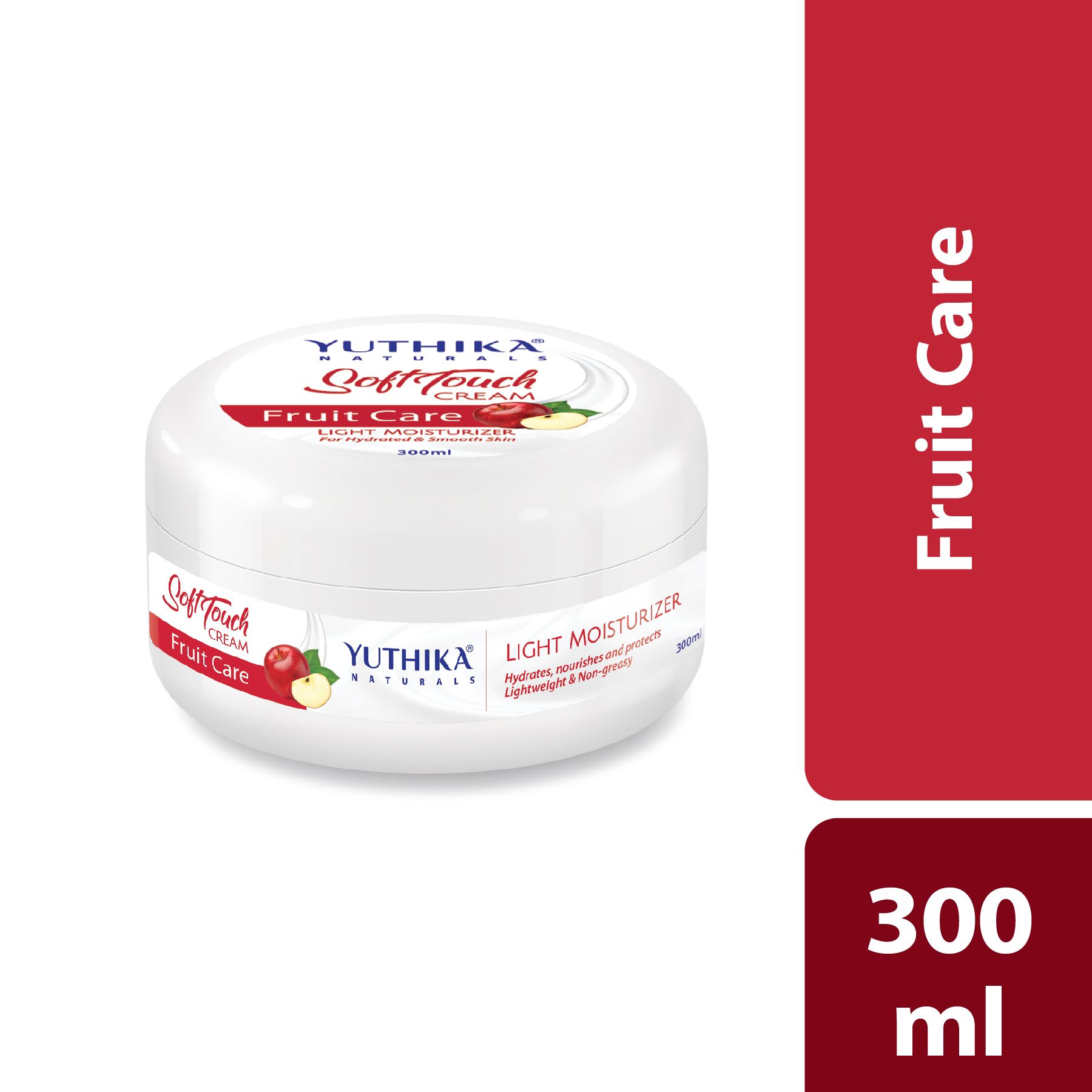 Yuthika Fruit Care Light Moisturizer Cream 300ML | Non Sticky, Instant Hydration, Deep Nourishment | For Face, Hand & Body | All Skin Types image 2