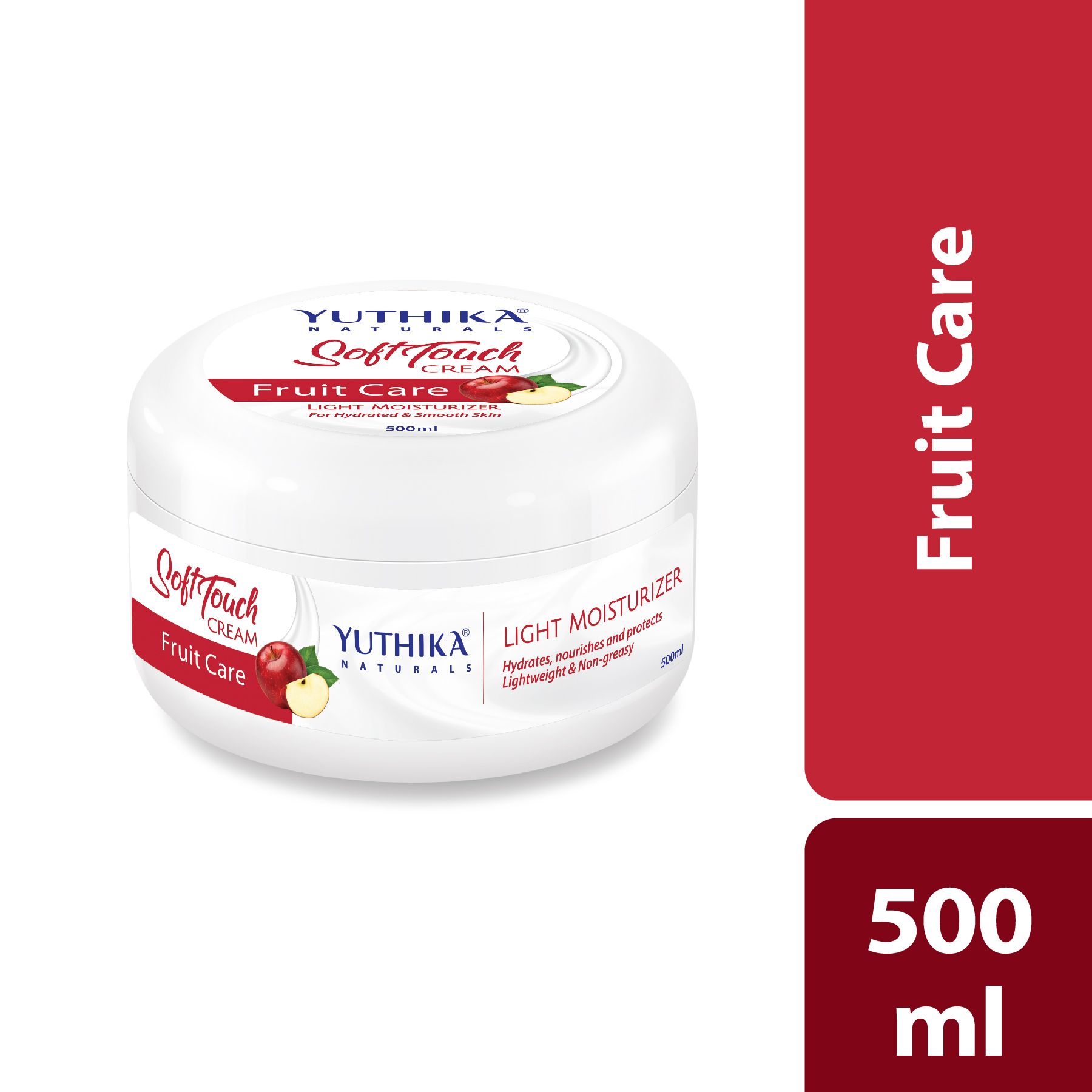 Yuthika Fruit Care Light Moisturizer Cream 500ML | Non Sticky, Instant Hydration, Deep Nourishment | For Face, Hand & Body | All Skin Types image 2