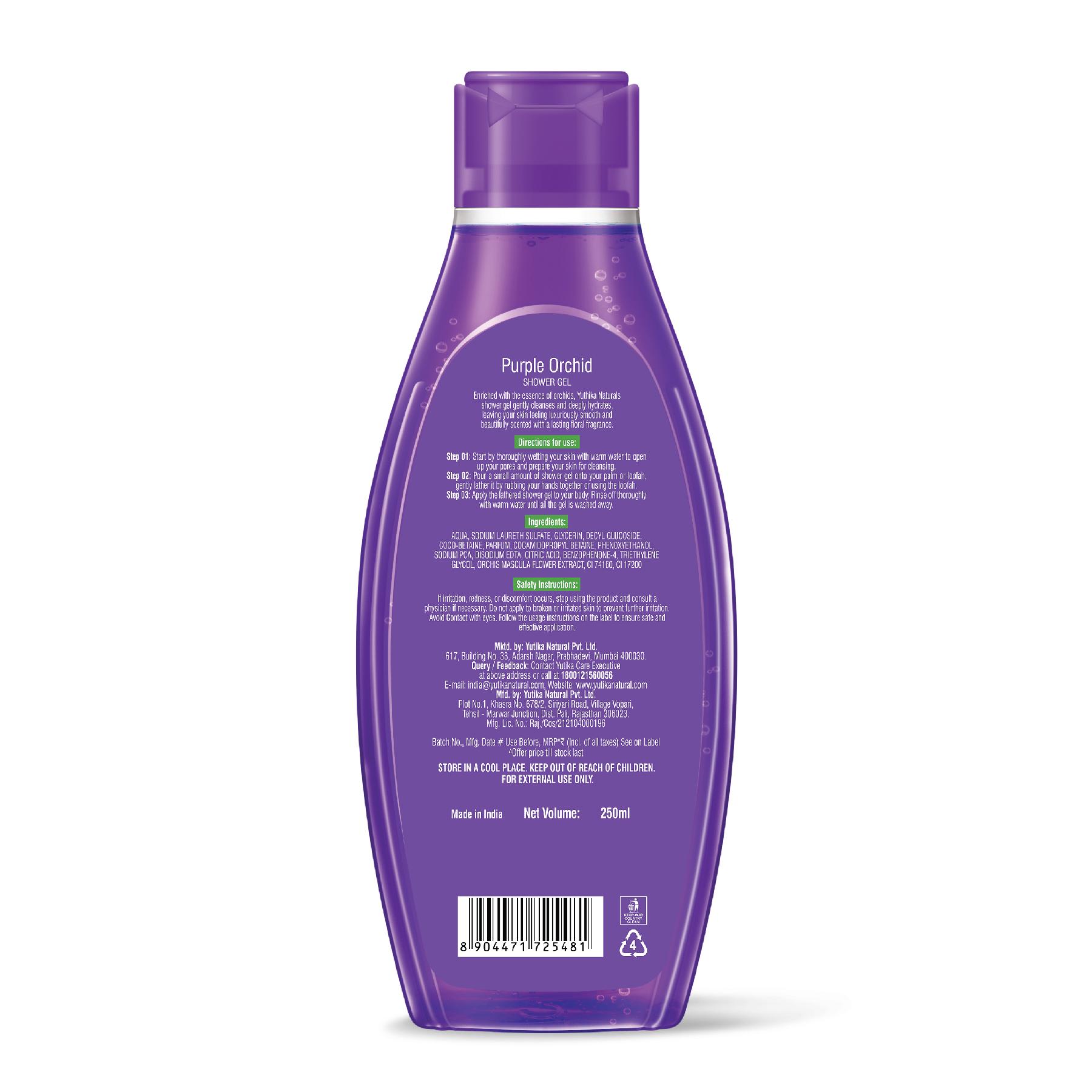 Yuthika Purple Orchid Body Wash Shower Gel 250 Ml | Gentle Cleanser For Women & Men | Refreshing Fragrance | Suitable For All Skin Types | Daily Nourishing Bath Care image 2
