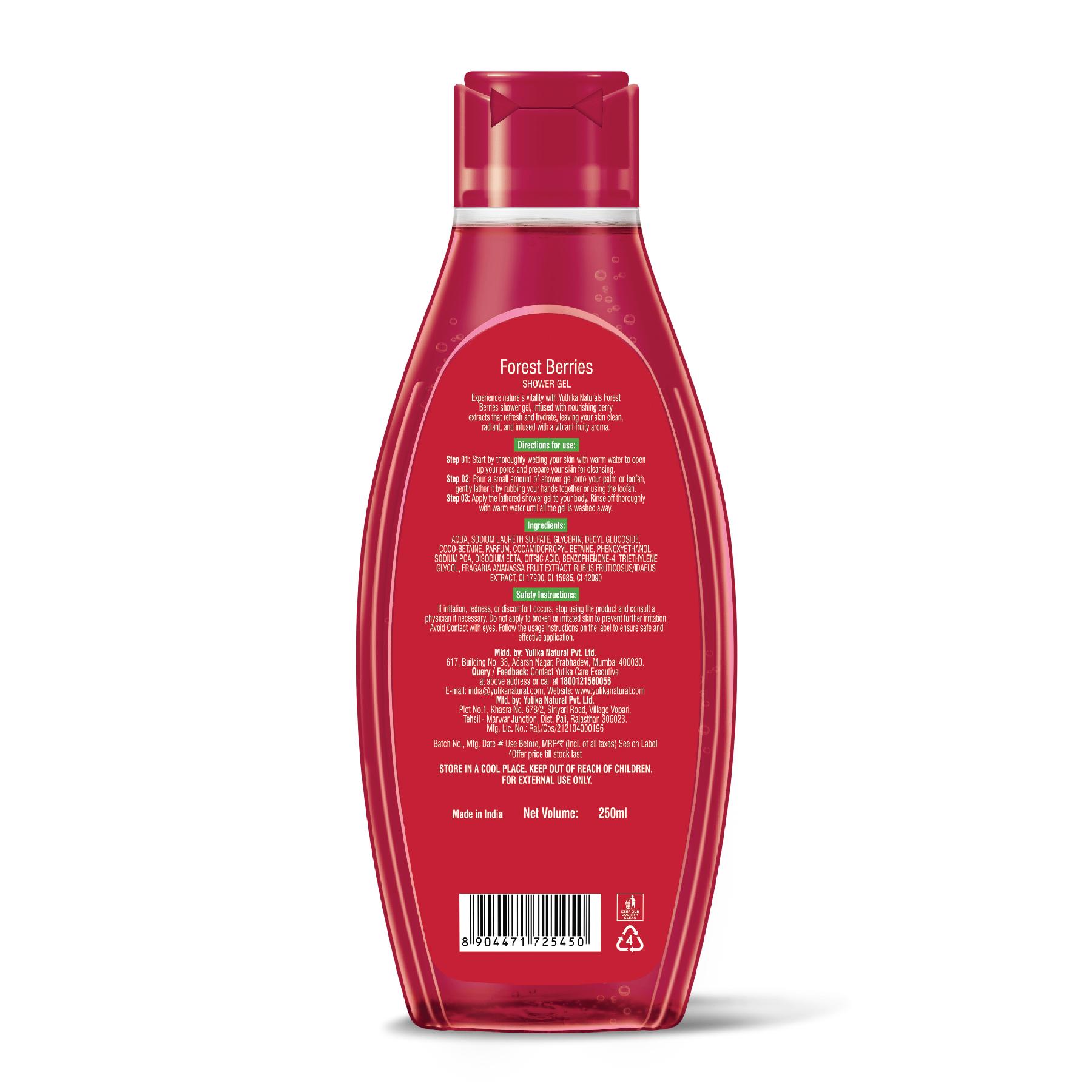 Yuthika Forest Berries Body Wash Shower Gel 250 Ml | Gentle Cleanser For Women & Men | Refreshing Fragrance | Suitable For All Skin Types | Daily Nourishing Bath Care image 2