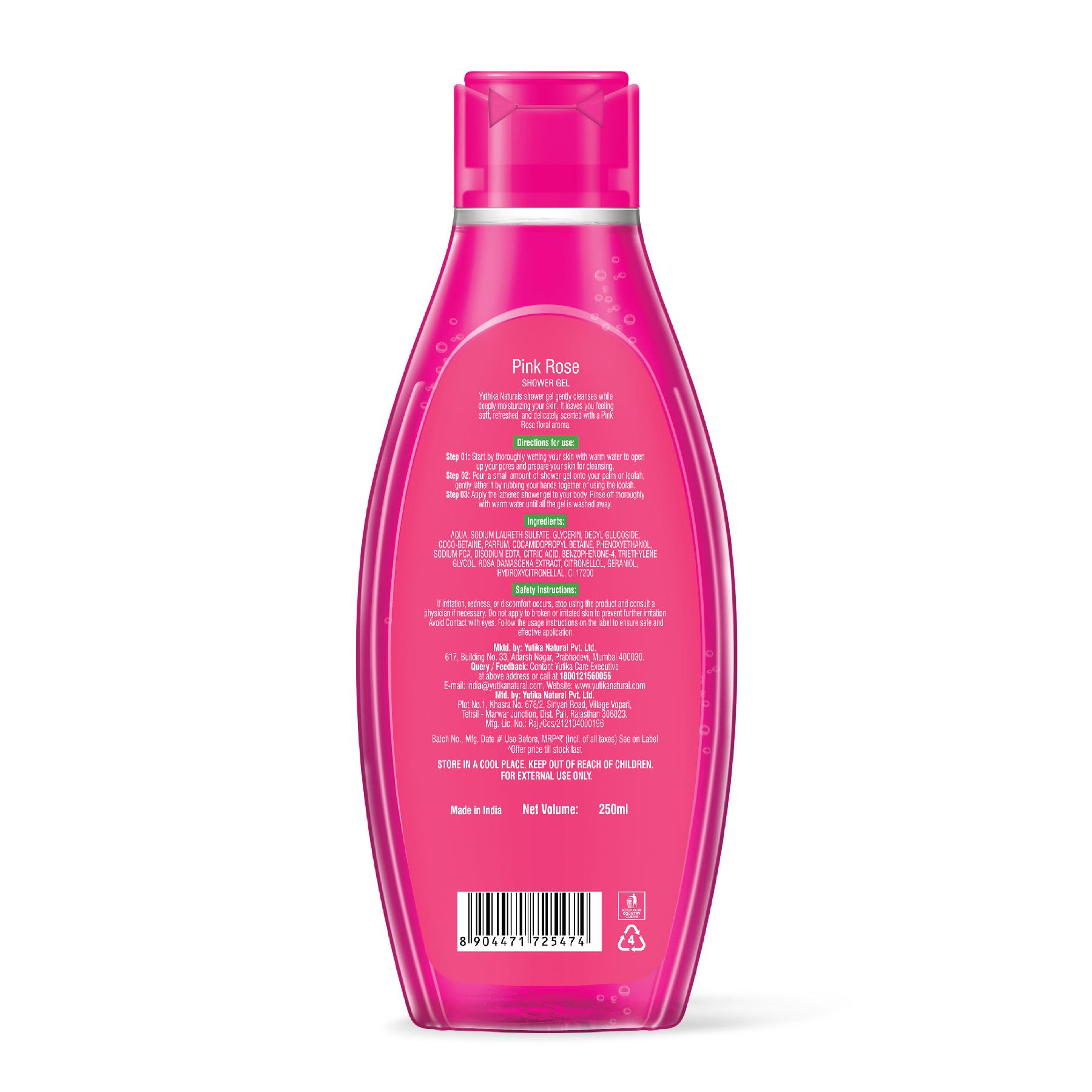 Yuthika Pink Rose Body Wash Shower Gel 250 Ml | Gentle Cleanser For Women & Men | Refreshing Fragrance | Suitable For All Skin Types | Daily Nourishing Bath Care image 2