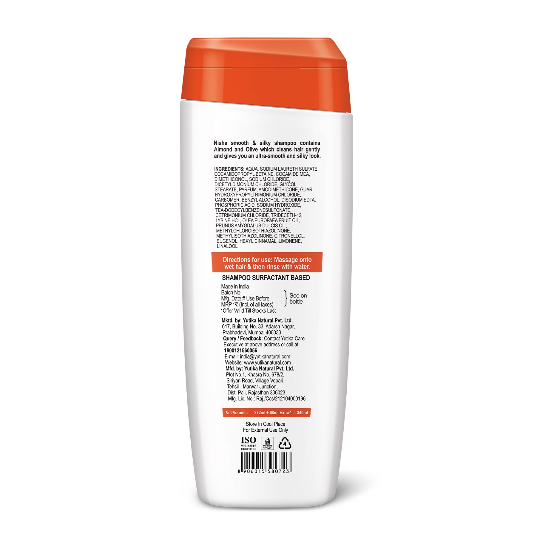 Nisha Almond And Olive Shampoo For Women & Men 340ML For Silky, Shiny And Smooth Hair, Prevents Damage & Split Ends, Deep Nourishment All Hair Types image 2