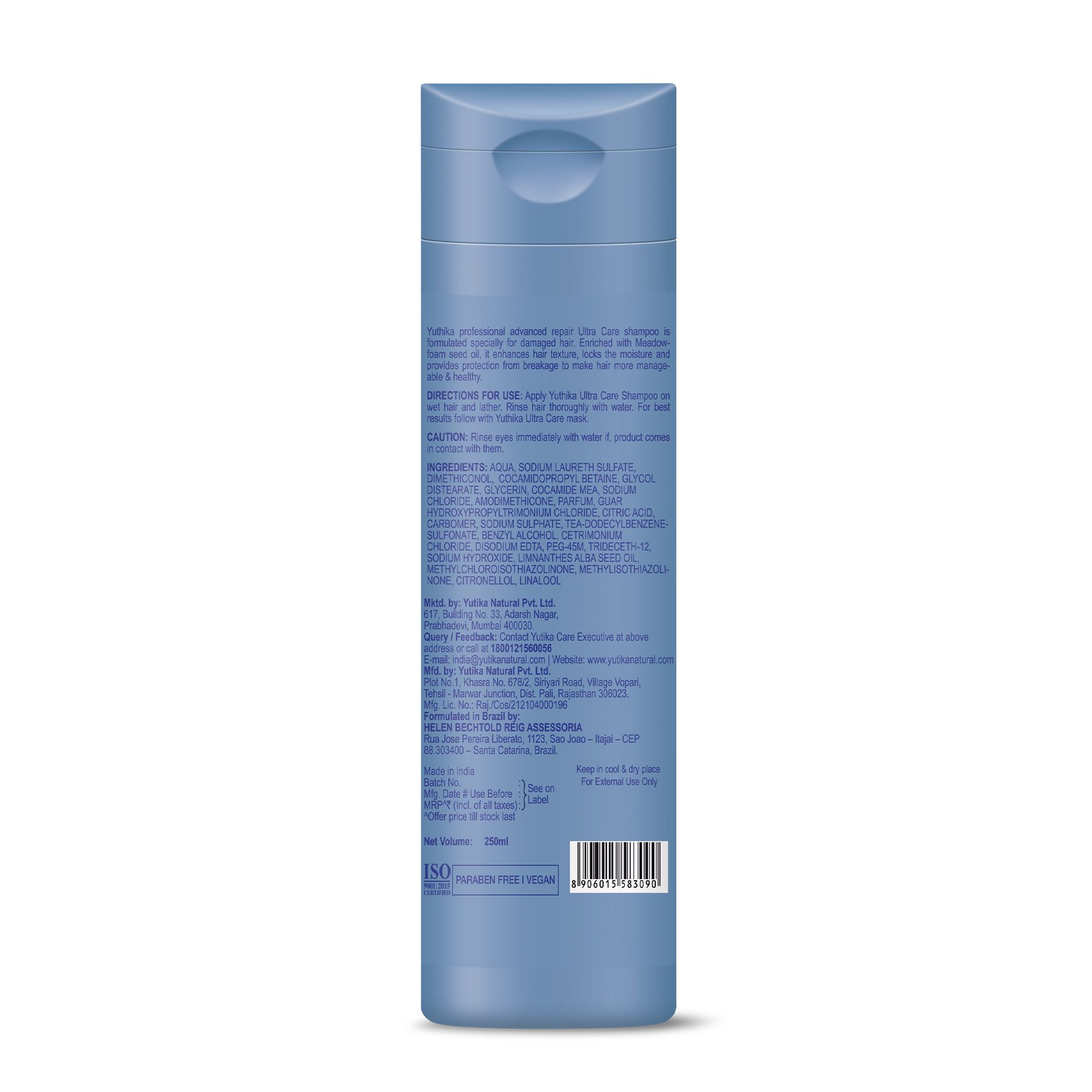 Yuthika Professional Ultra Care Shampoo For Women & Men With Meadfoam Seed Oil Hair Shampoo For Damaged, Weak, Dry And Frizzy Hair, All Hair Types, (250ML) image 2
