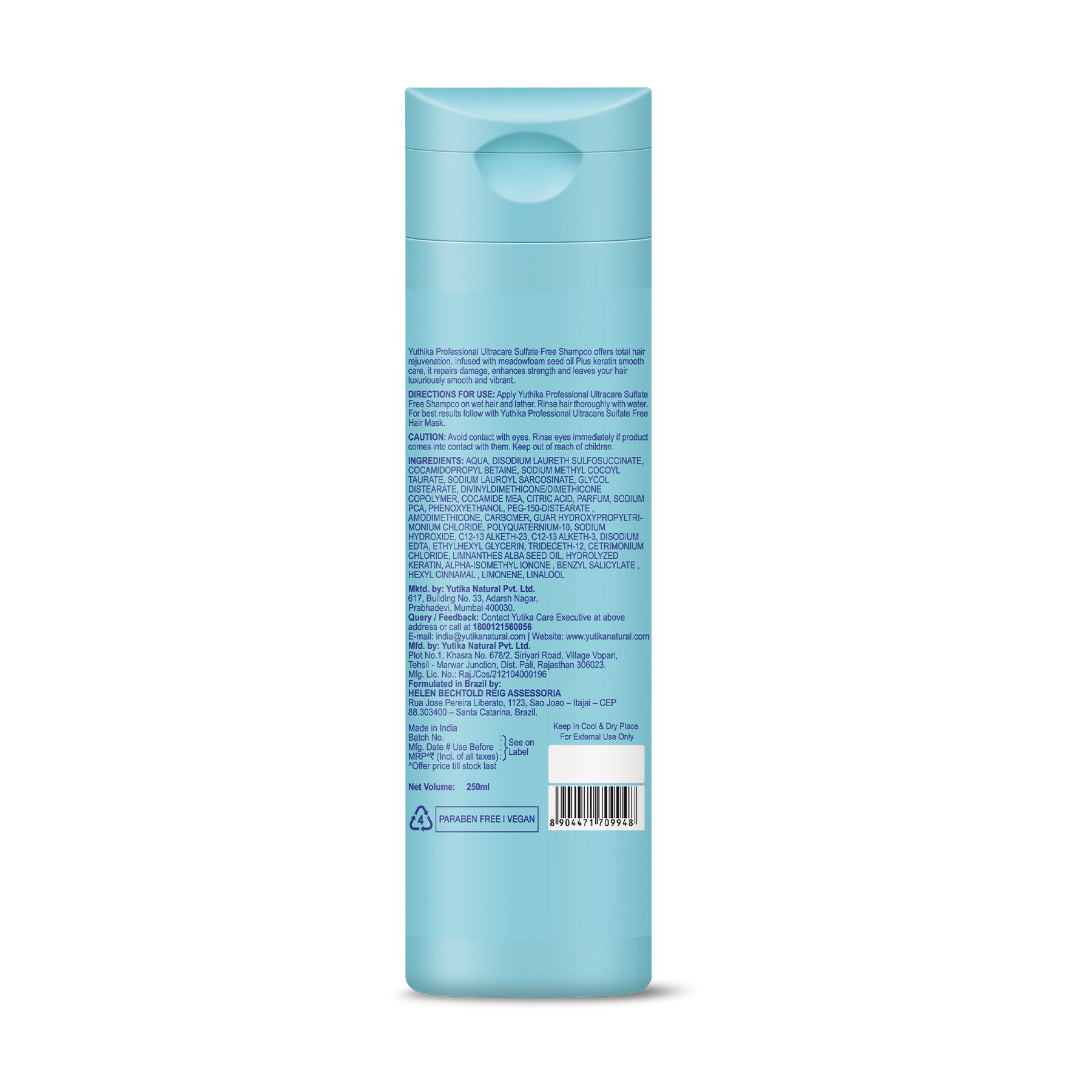 Yuthika Professional Ultracare Sulfate Free Shampoo For Women & Men (250 Ml), Total Repair For Damaged, Dry & Frizzy Hair, Perfect For Daily Use image 2