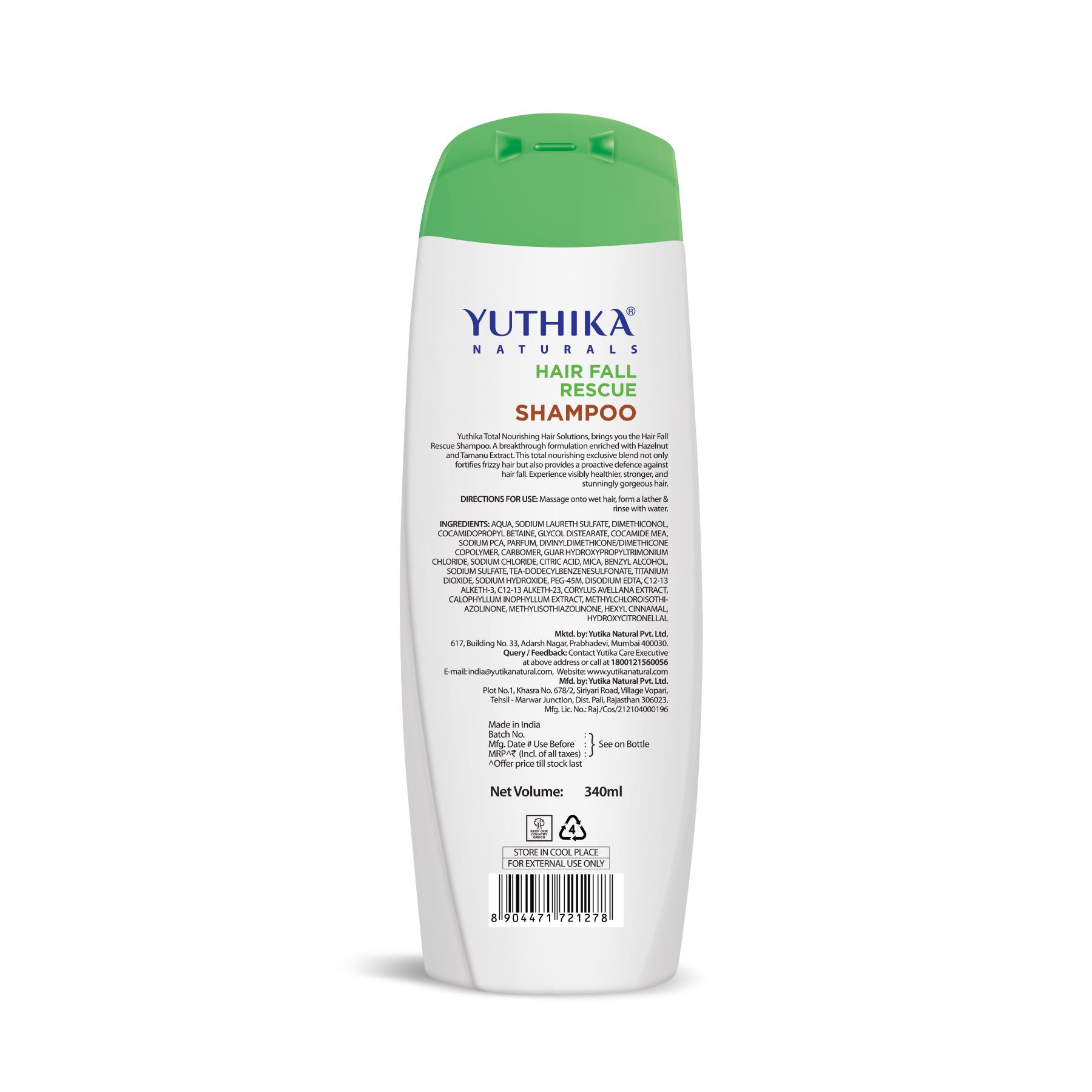 Yuthika Hair Fall Rescue Shampoo For Women & Men 340ML | Anti Hair Fall Shampoo | Strengthens Frizzy Hair | Enriched With Hazelnut & Tamanu Extracts image 2