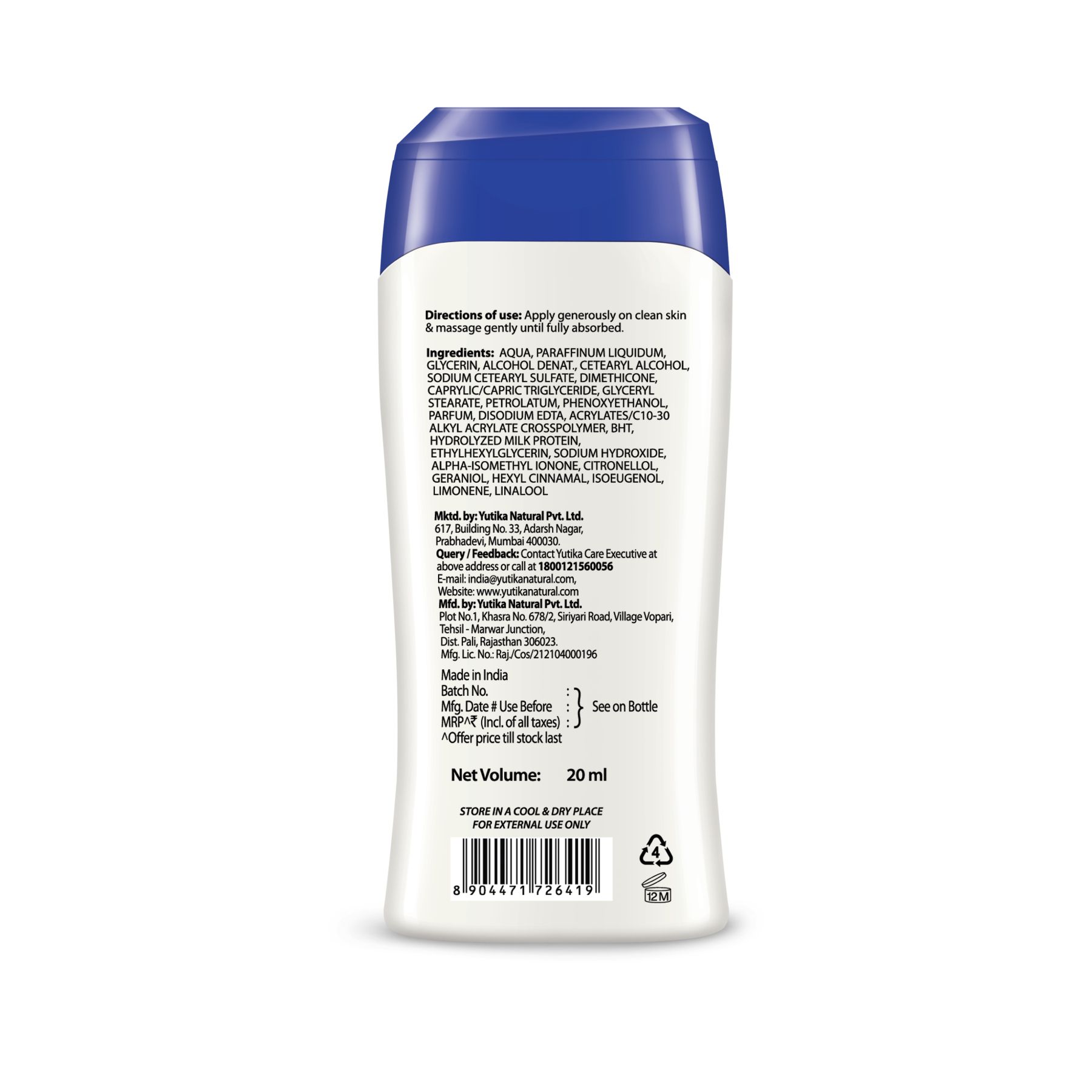 Yuthika Soft Touch Milk Body Lotion For Women & Men, (24PC Of 20ML Each) Hydrating, Fast Absorbing, Non-greasy Lotion For Soft, Smooth Skin, All Skin Types image 2