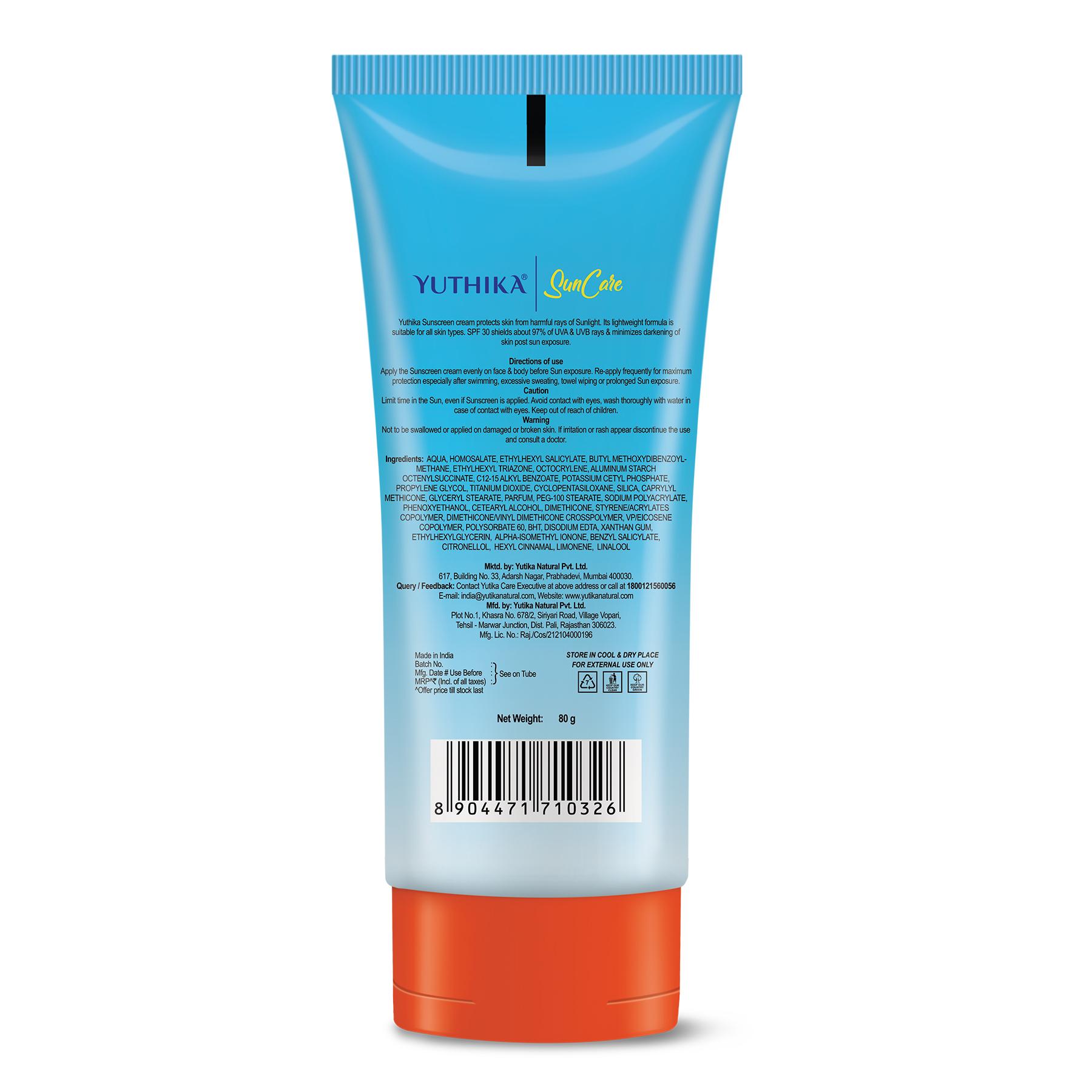 Yuthika Sunscreen Lotion Spf 30 Pa+++ 80G | High Protection, Non-greasy Formula, Uva & Uvb Protection For All Skin Types image 2