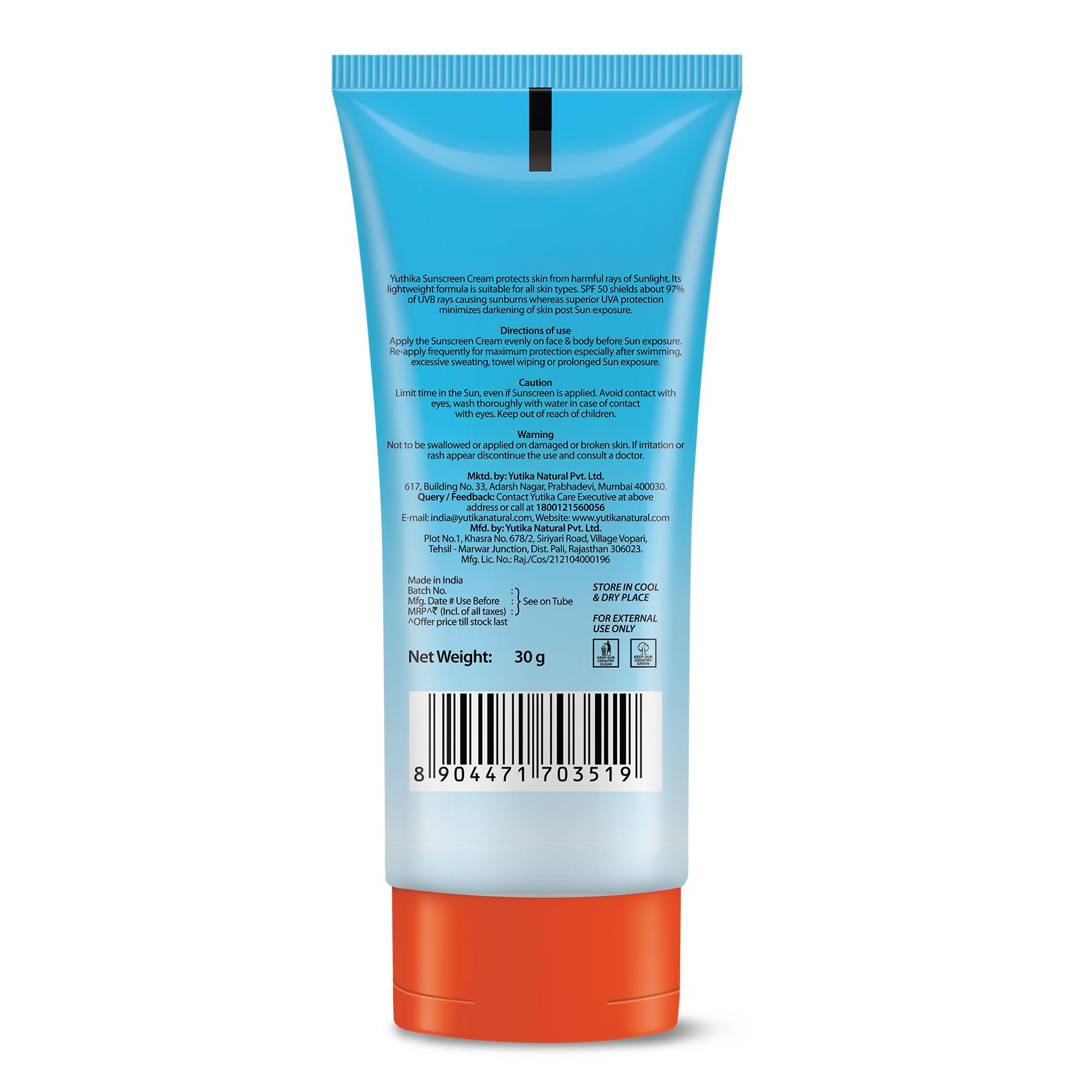 Yuthika Sunscreen Lotion Spf 50 Pa+++ 30G | High Protection, Non-greasy Formula, Uva & Uvb Protection For All Skin Types image 2
