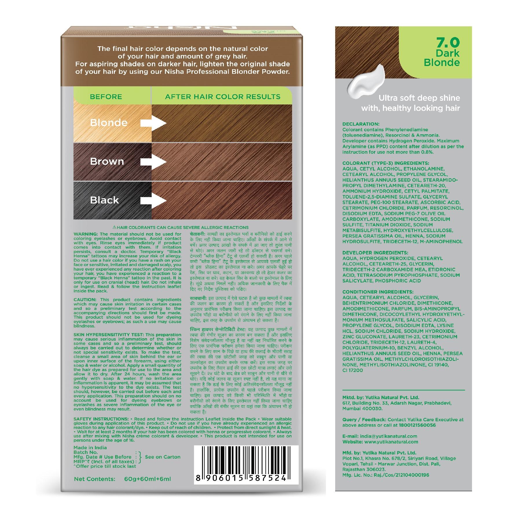 Nisha Creme Hair Color For Women - Dark Blonde, 60G+60ML, Long-lasting, 100% Grey Coverage Permanent Hair Colour For Soft, Shiny, Healthy Hair image 2