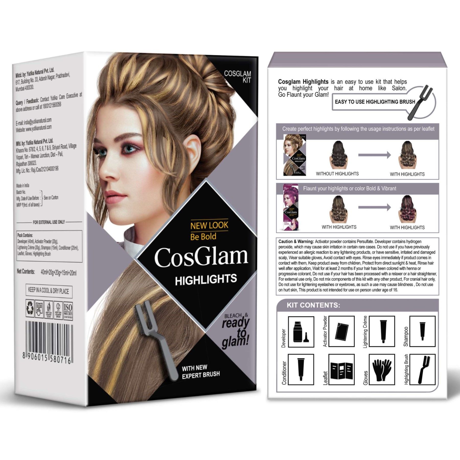 Cosglam Hair Highlights Colour For Women Semi Permanent Hair Color, 115ML Hair Highlighter Ready To Glam For Men & Women image 2
