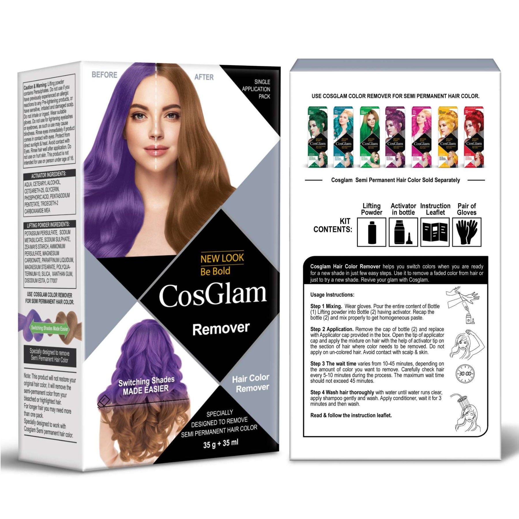 Cosglam Hair Highlighter Remover - 70ML | Efficiently Removes Highlighter Hair Highlights For Women With Easy Application image 2