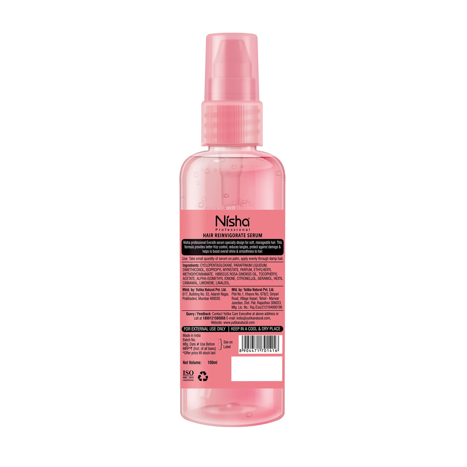 Nisha Hair Serum Eversilk Pink Hibiscus Serum 100ML - Hair Serum For Dry Frizzy Hair, Hair Serum For Women & Men, Serum For Hair Smoothing image 2