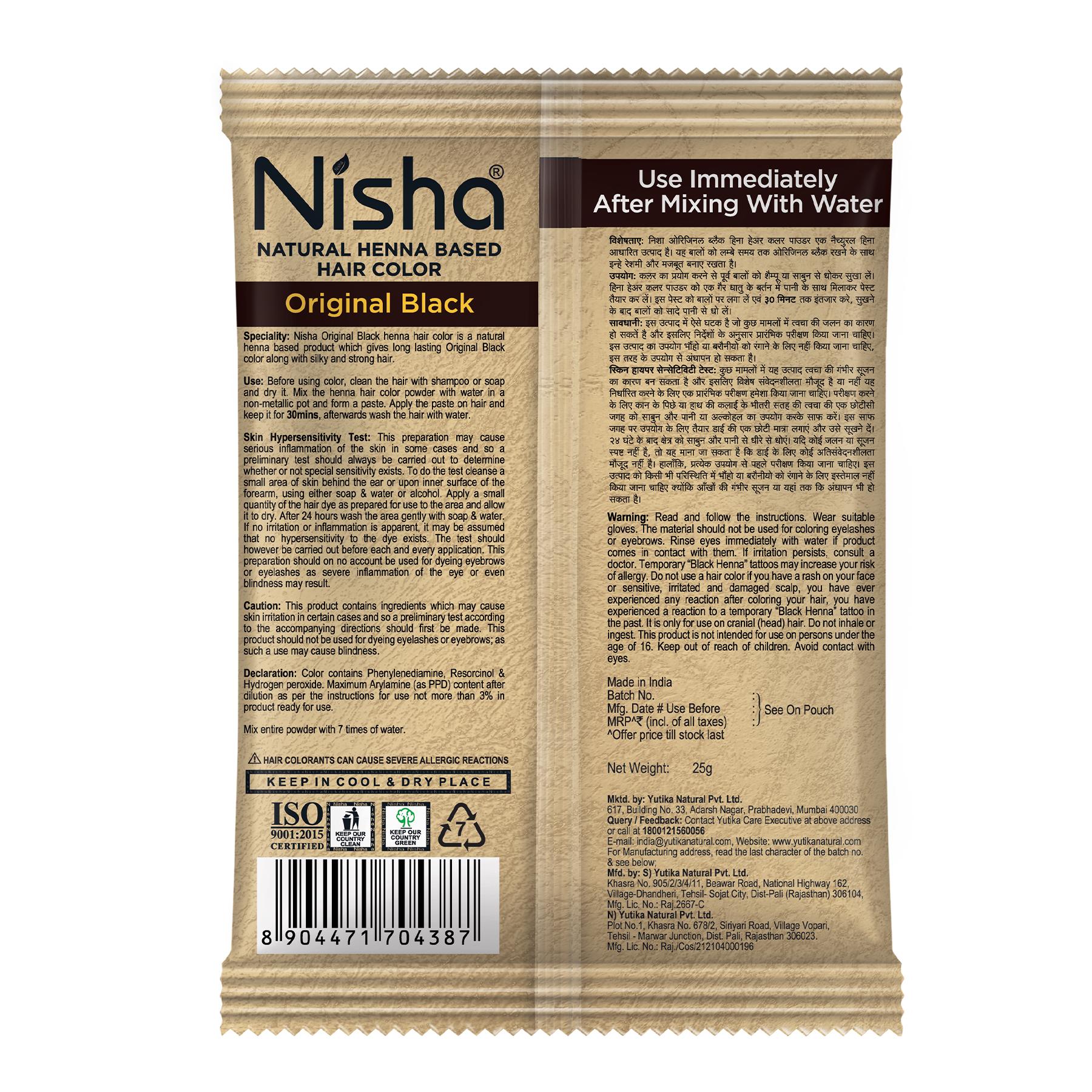 Nisha Hair Colour For Women - Original Black, 25G Each (PACK Of 10) | Herbal Conditioning | 100% Henna-based Hair Colour image 2