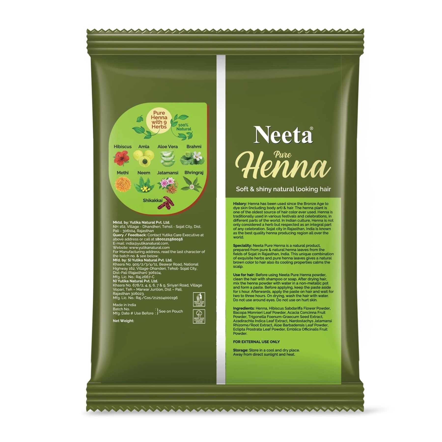 Neeta Pure Henna Soft & Shiny Natural Looking Hair Color, 100% Natural 9 Herbs 30G image 2