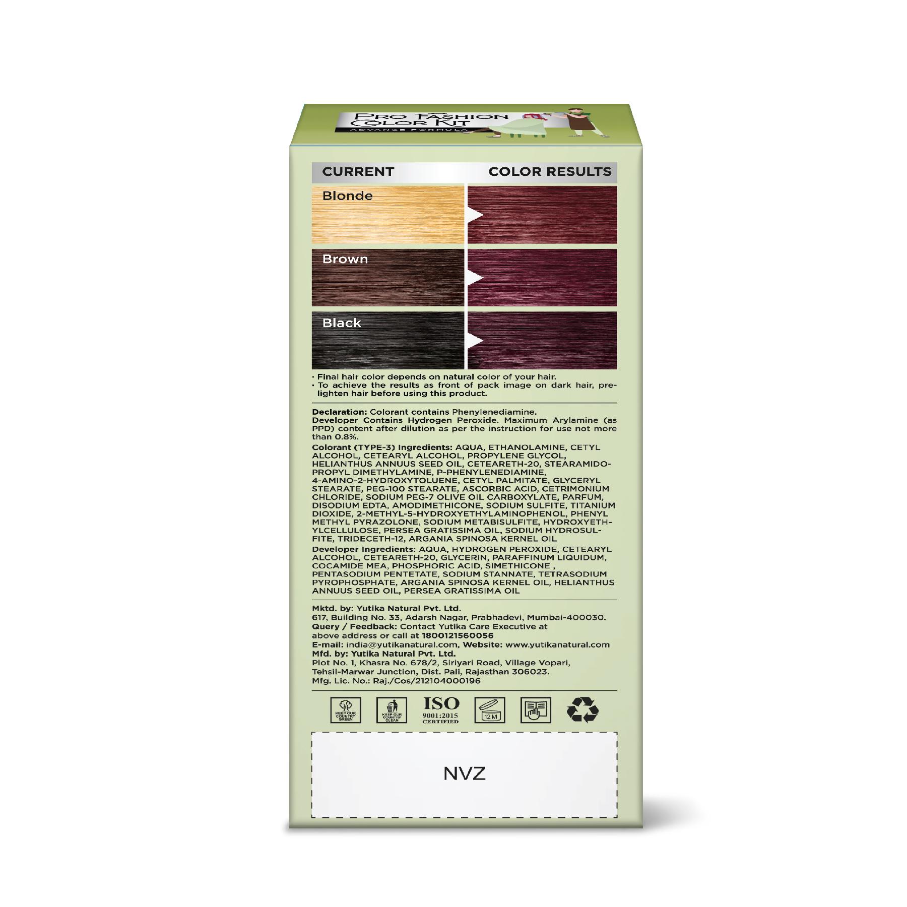 Neeta Professional Fashion Color Kit Permanent Hair Color Burgundy 3.16 image 2