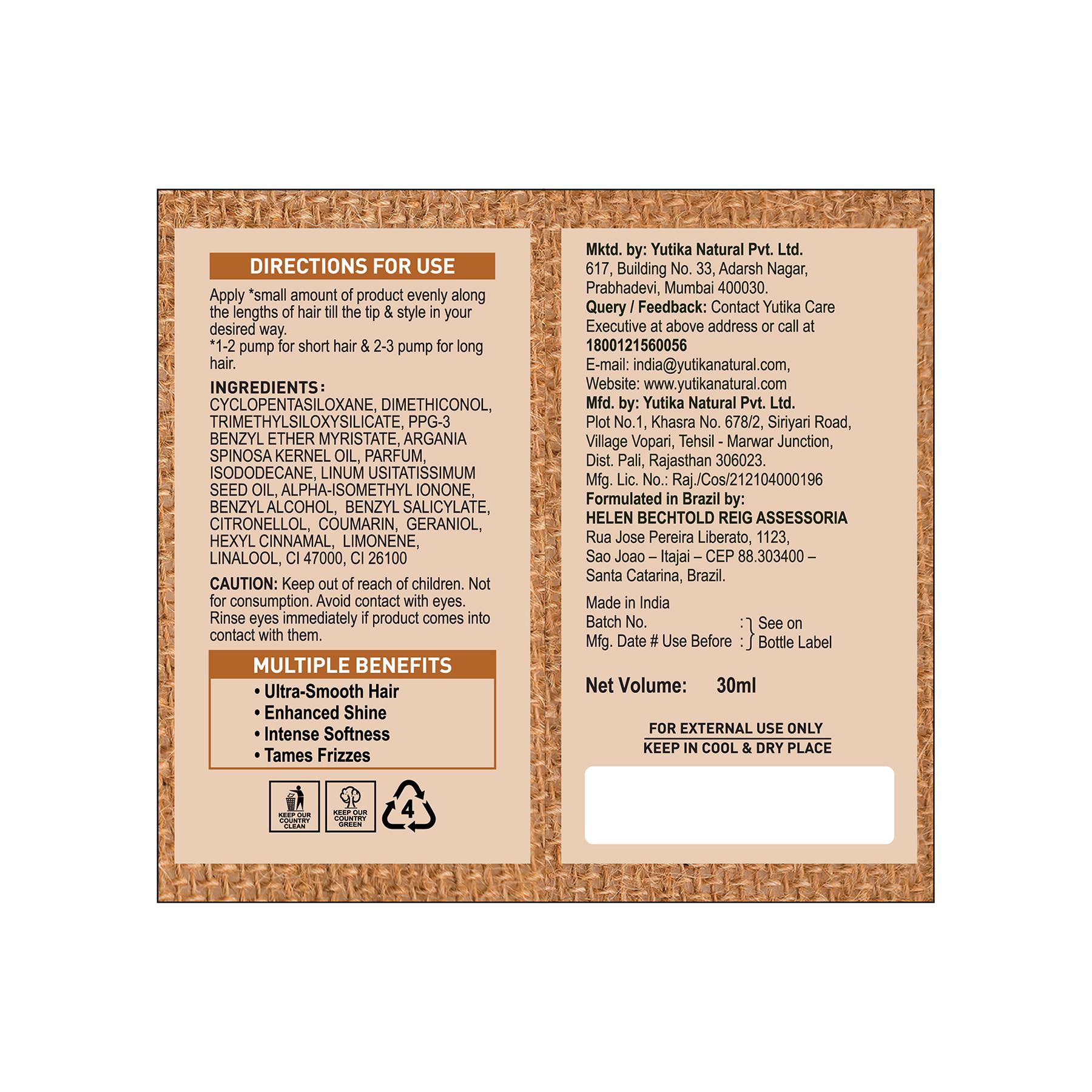 Yuthika Argan Oil Hair Serum - Moroccan Oil 30ML - Ultra-smooth, Enhanced Shine, Intense Softness, Tames Frizz image 2