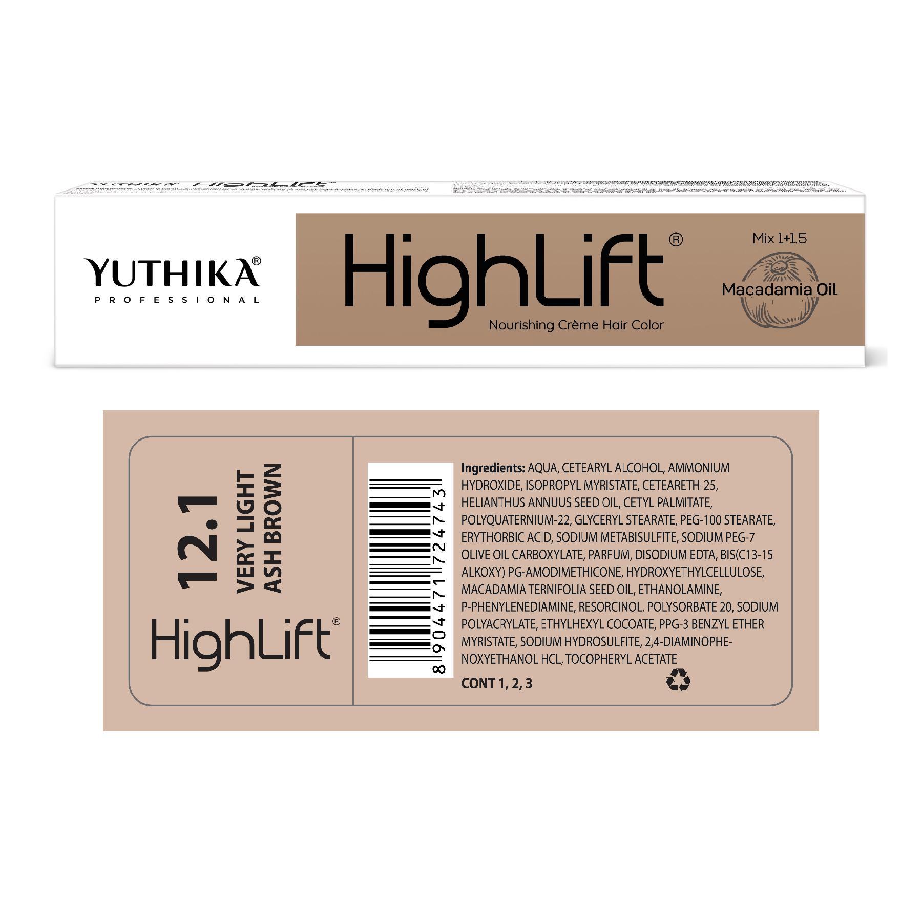 Yuthika Professional High Lift Creme Hair Colour 12.1 Very Ash Brown 50G | 100% Grey Coverage | Permanent Hair Color For Women & Men | Infused With Macadamia Oil & Vitamin E image 2