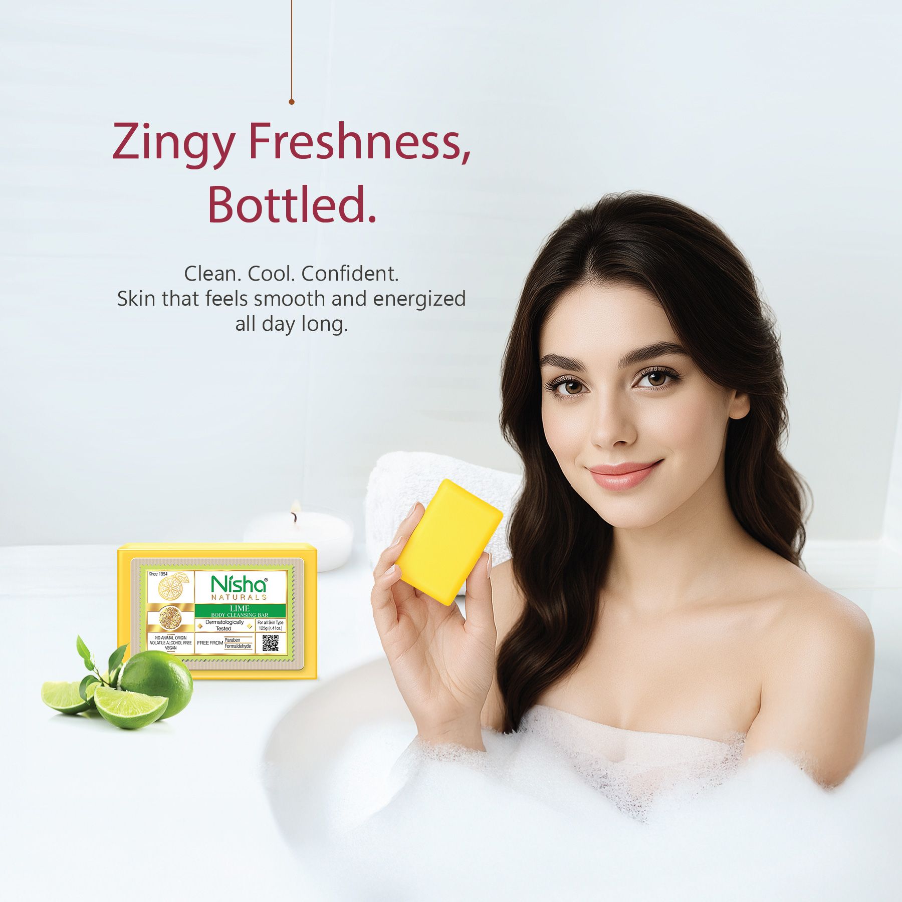 Nisha Lime Body Cleansing Soap Bar 125G – Paraben Free, Vegan, Gentle Cleanse For Soft & Supple Skin, Suitable For All Skin Types, Men & Women image 2