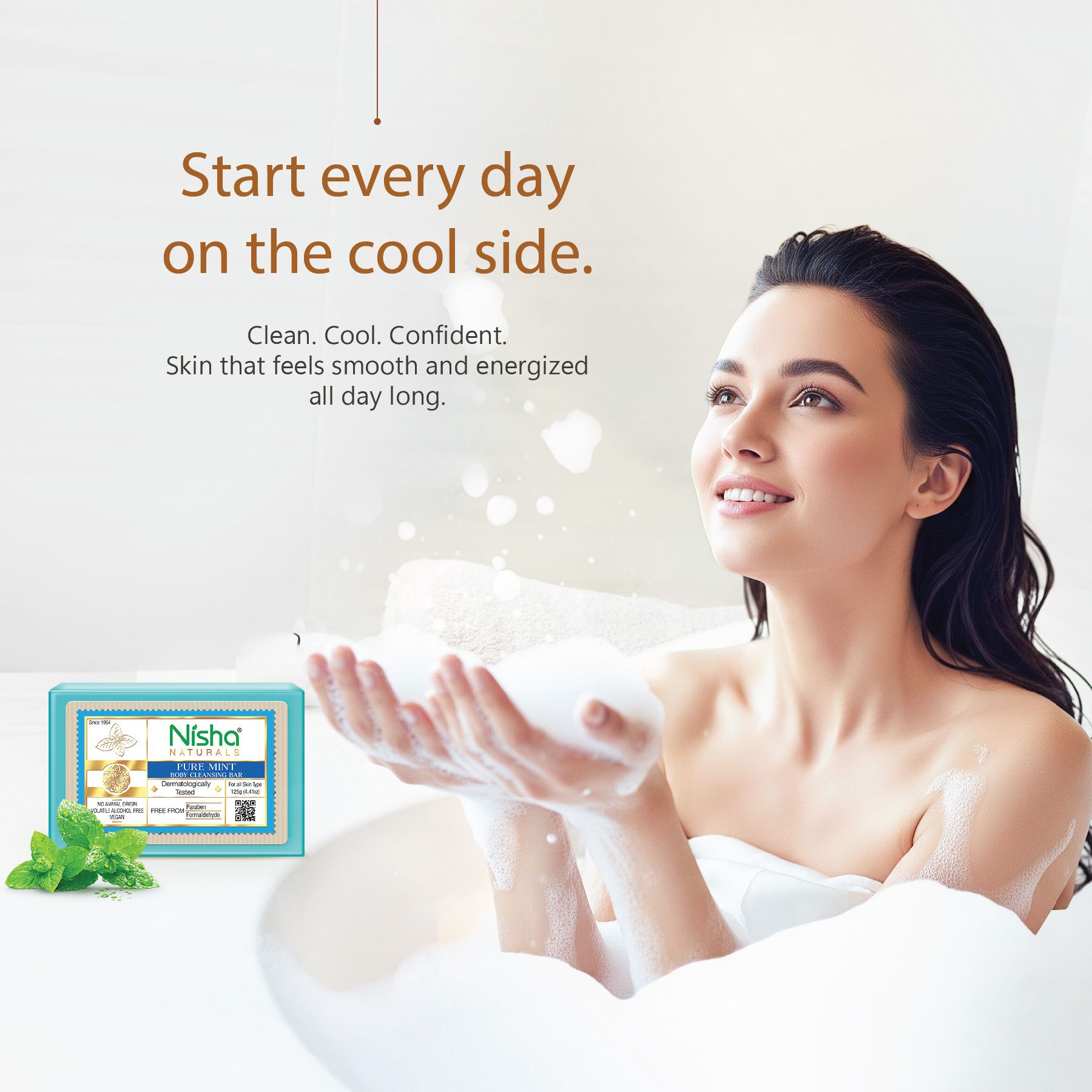 Nisha Mint Body Cleansing Soap Bar 125G – Paraben Free, Vegan, Gentle Cleanse For Soft & Supple Skin, Suitable For All Skin Types, Men & Women image 2