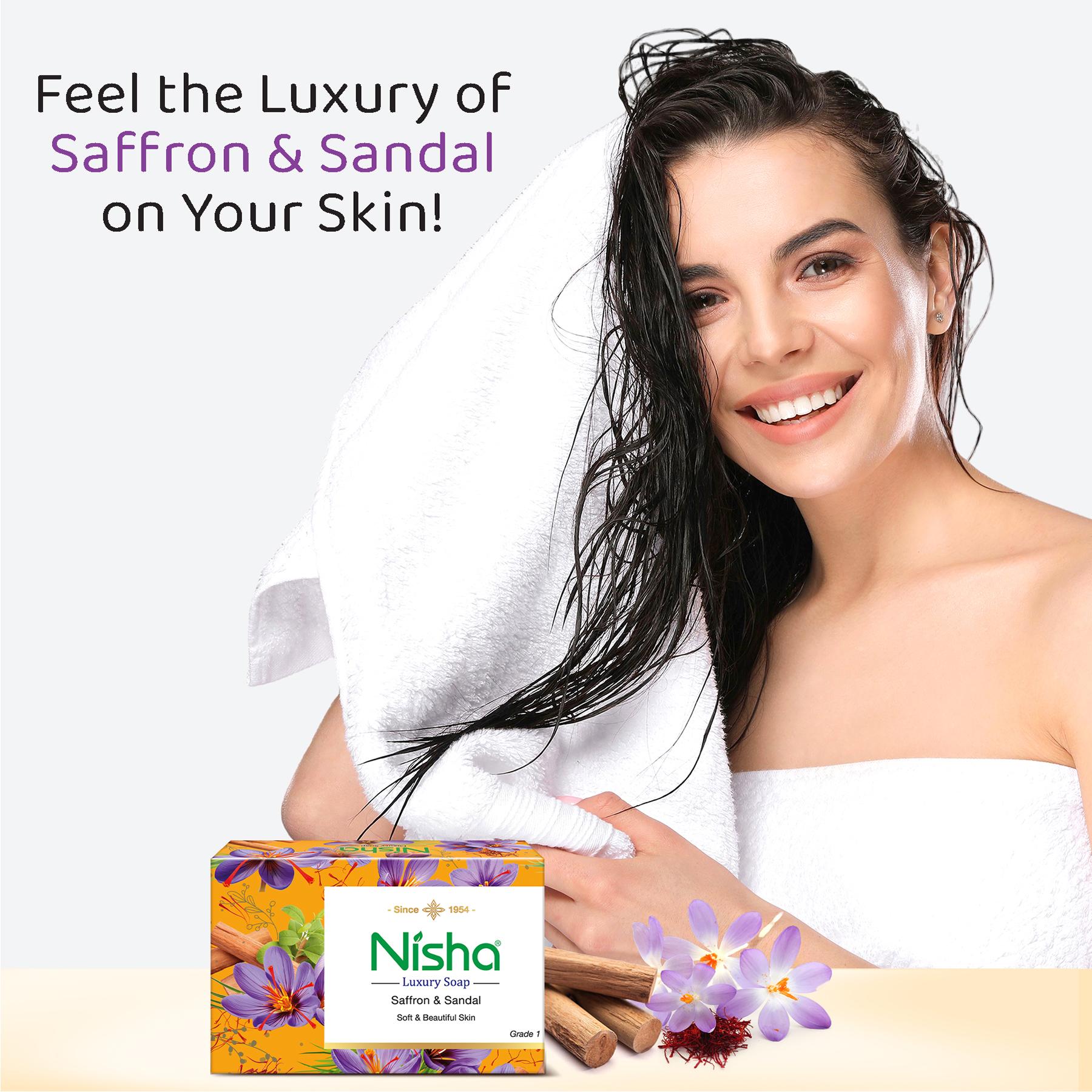 Nisha Luxury Soap Bar Saffron & Chandan 100G Pack Of 6 image 2