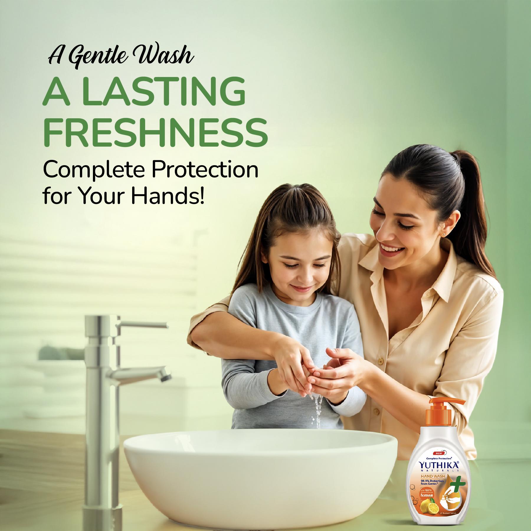 Yuthika Germ Protection Lemon Hand Wash Liquid Refill 500ML | Antibactirial Handwash With Ph Balanced Formula image 2