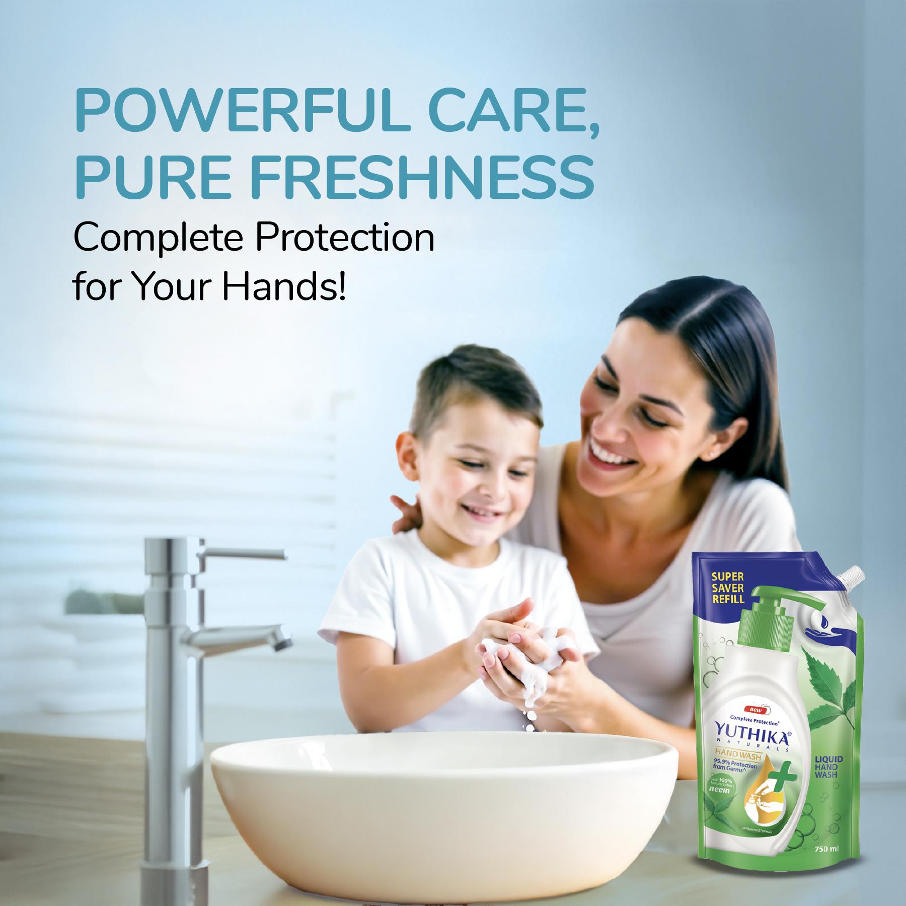 Yuthika Germ Protection Neem Hand Wash Liquid Refill 750ML | Antibactirial Handwash With Ph Balanced Formula image 2