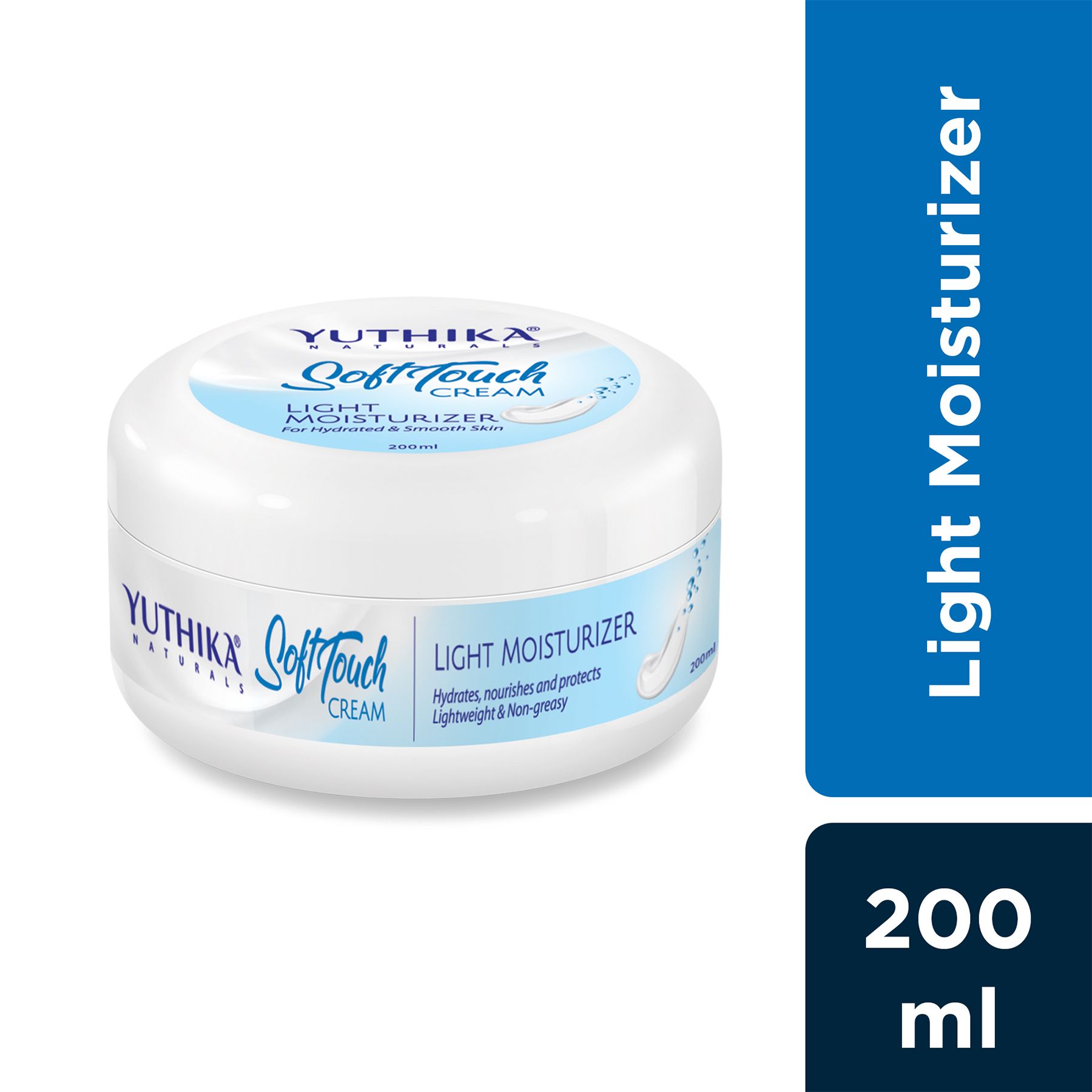 Yuthika Naturals Soft Touch Light Moisturizer Cream | Non-sticky & Deep Nourishment | For Face, Hand & Body | Glycerin, Shea Butter & Vitamin E |(200G) image 3